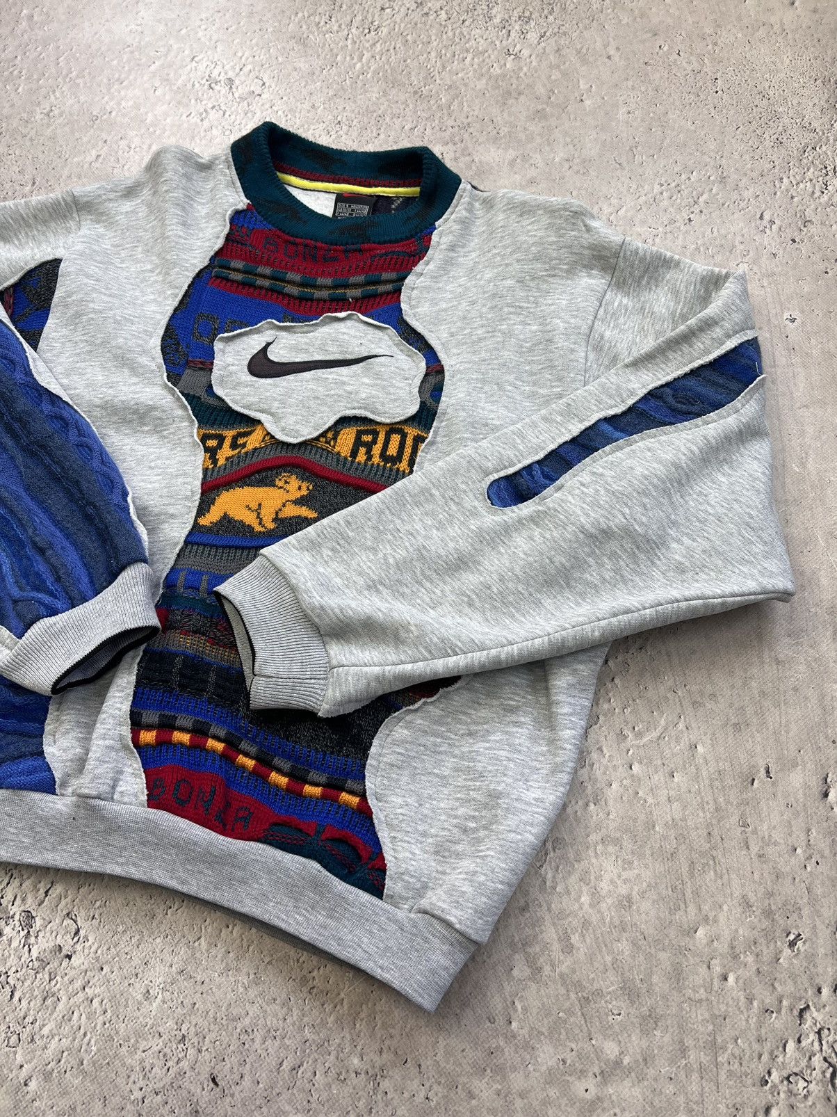 Coogi × Nike Vintage Sashiko Coogi Custom Nike BIG Swoosh Hoodie Size US S / EU 44-46 / 1 - 7 Thumbnail