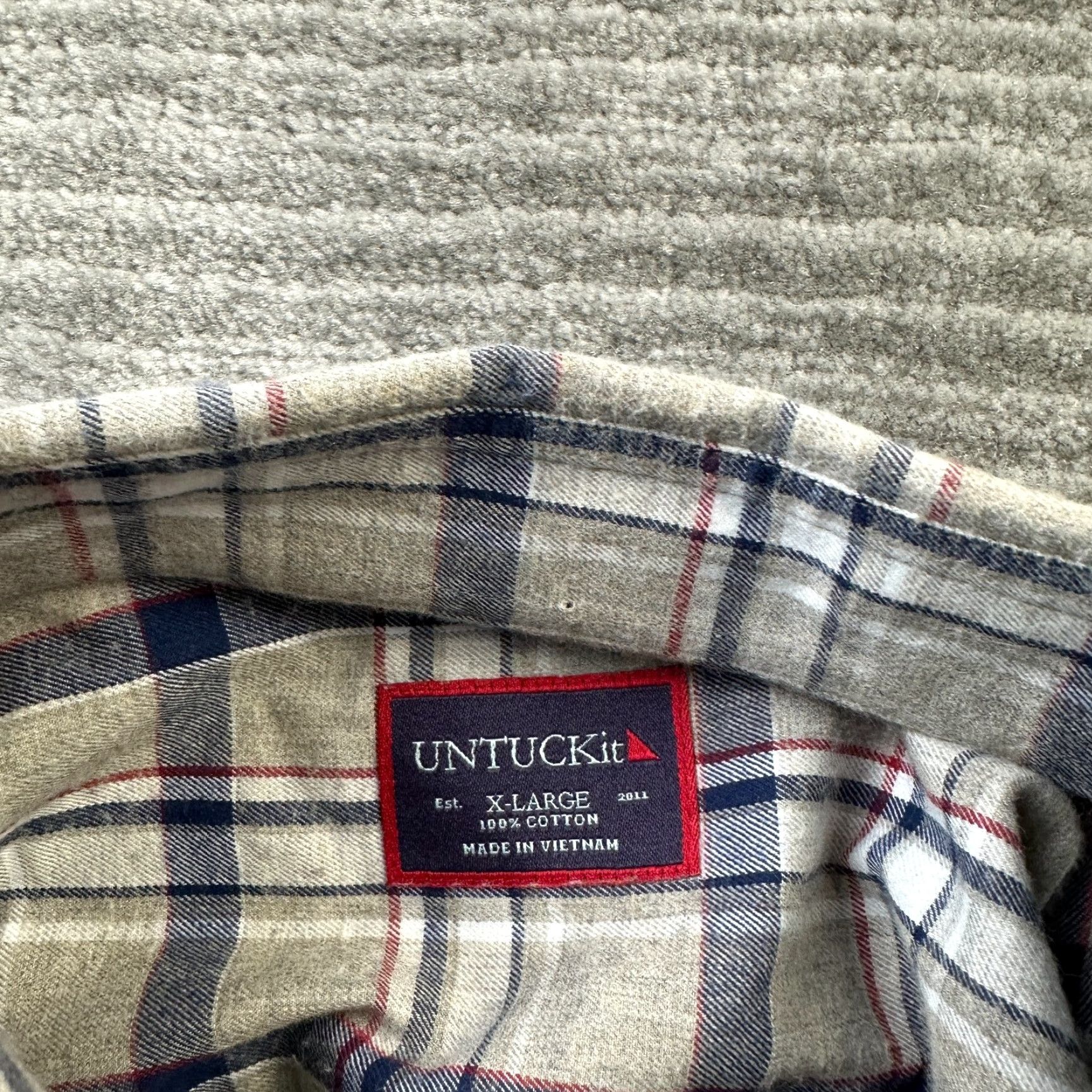 UNTUCKit UNTUCKit Shirt Mens Extra Large Gray Plaid Check Cotton Long Sleeve Button Size US XL / EU 56 / 4 - 6 Thumbnail