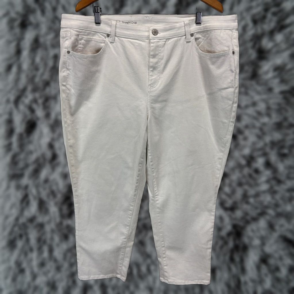 Talbots Talbots Plus 22W White Denim Straight Crop Jeans Womens Size 40" / US 18 - 1 Thumbnail