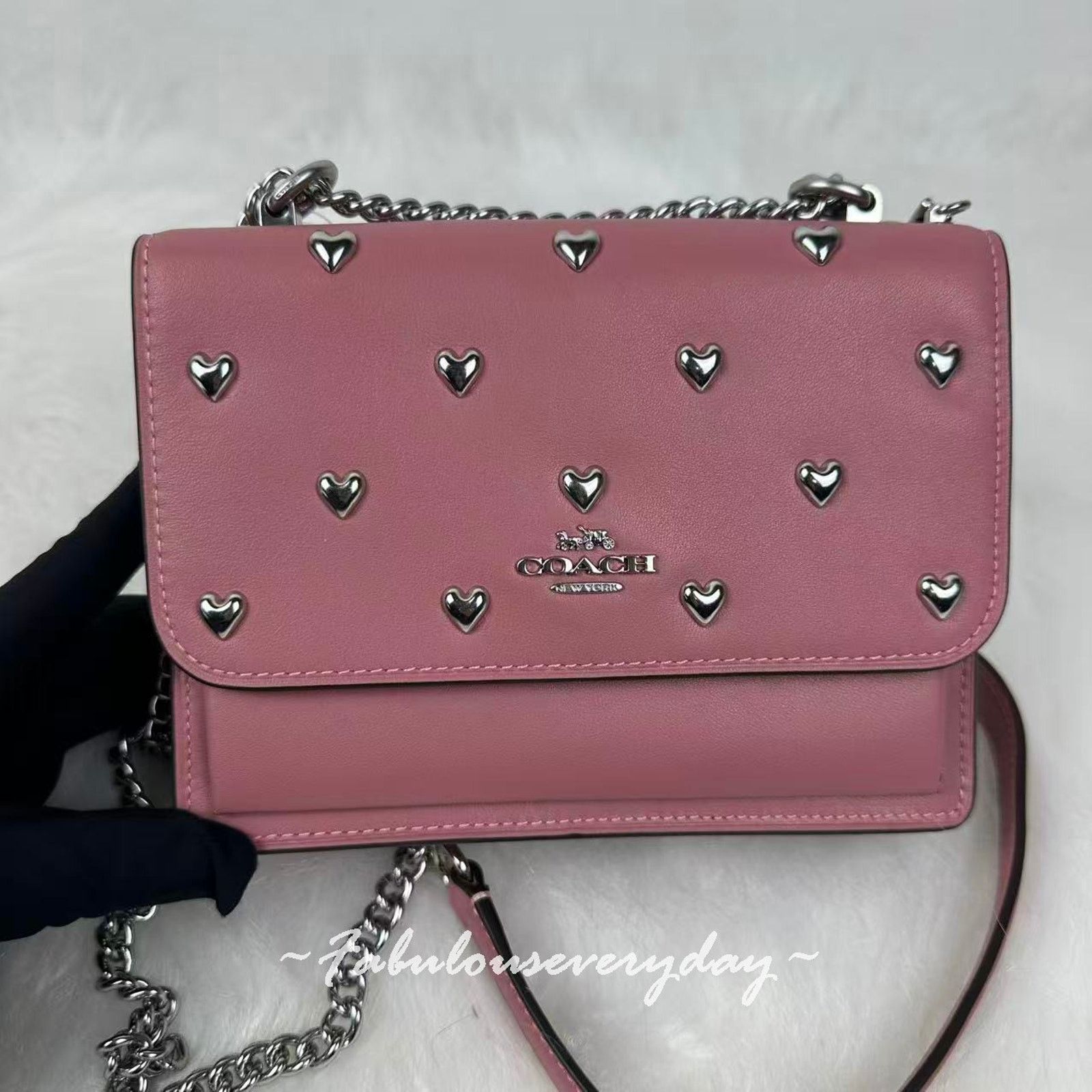 Coach Coach Mini Klare Crossbody Heart Rivets/Leather/Silver/Peony Size ONE SIZE - 2 Thumbnail