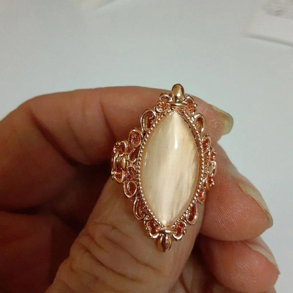 Designer 925 Silver Vintage Pink Opal Rose Gold Ring - Size 7 Size ONE SIZE - 4 Thumbnail