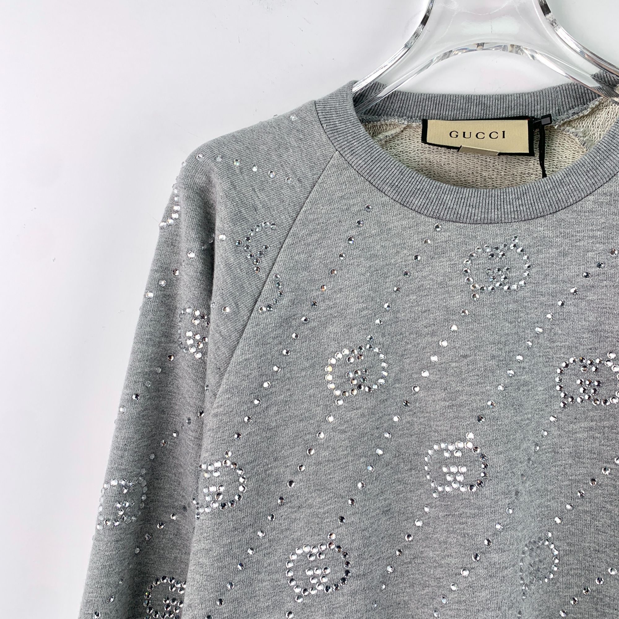 Gucci Gucci Grey Rhinestone Cotton Round-Neck Long-Sleeve Sweatshi Size M / US 6-8 / IT 42-44 - 7 Thumbnail