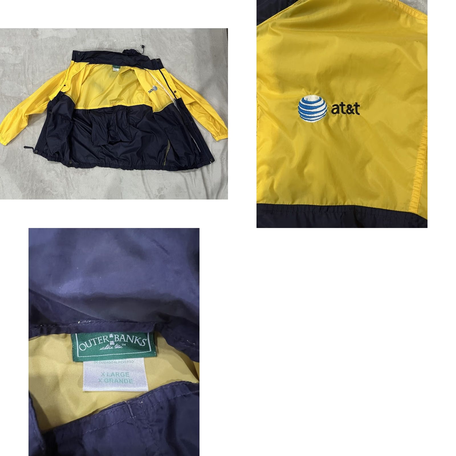 Vintage VINTAGE Outer Banks Jacket Windbreaker Hooded 90s Yellow/Navy XL Men’s Size US XL / EU 56 / 4 - 8 Thumbnail