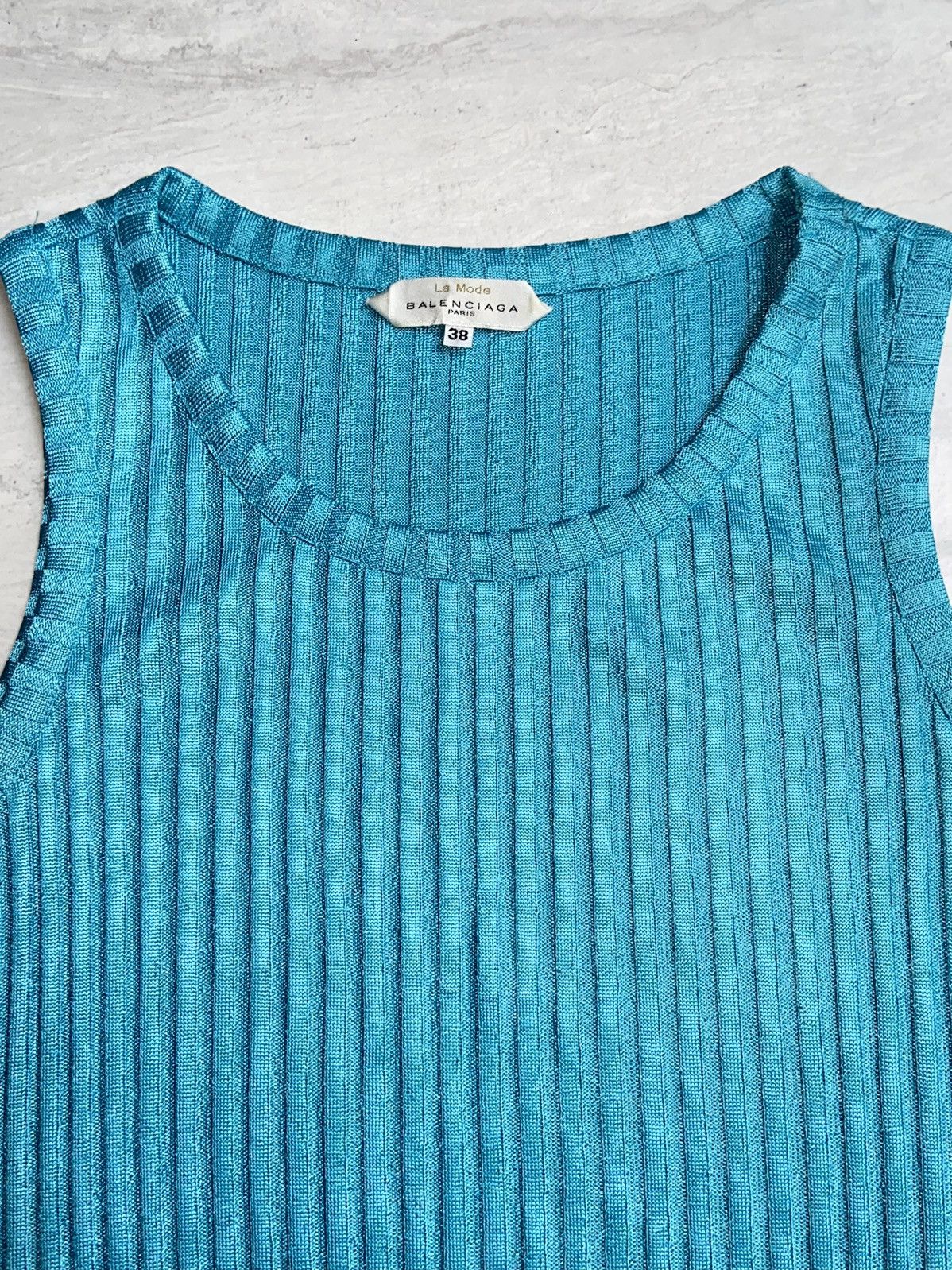 Balenciaga BALENCIAGA Blue Knit Cable Tank Size US S / EU 44-46 / 1 - 7 Thumbnail