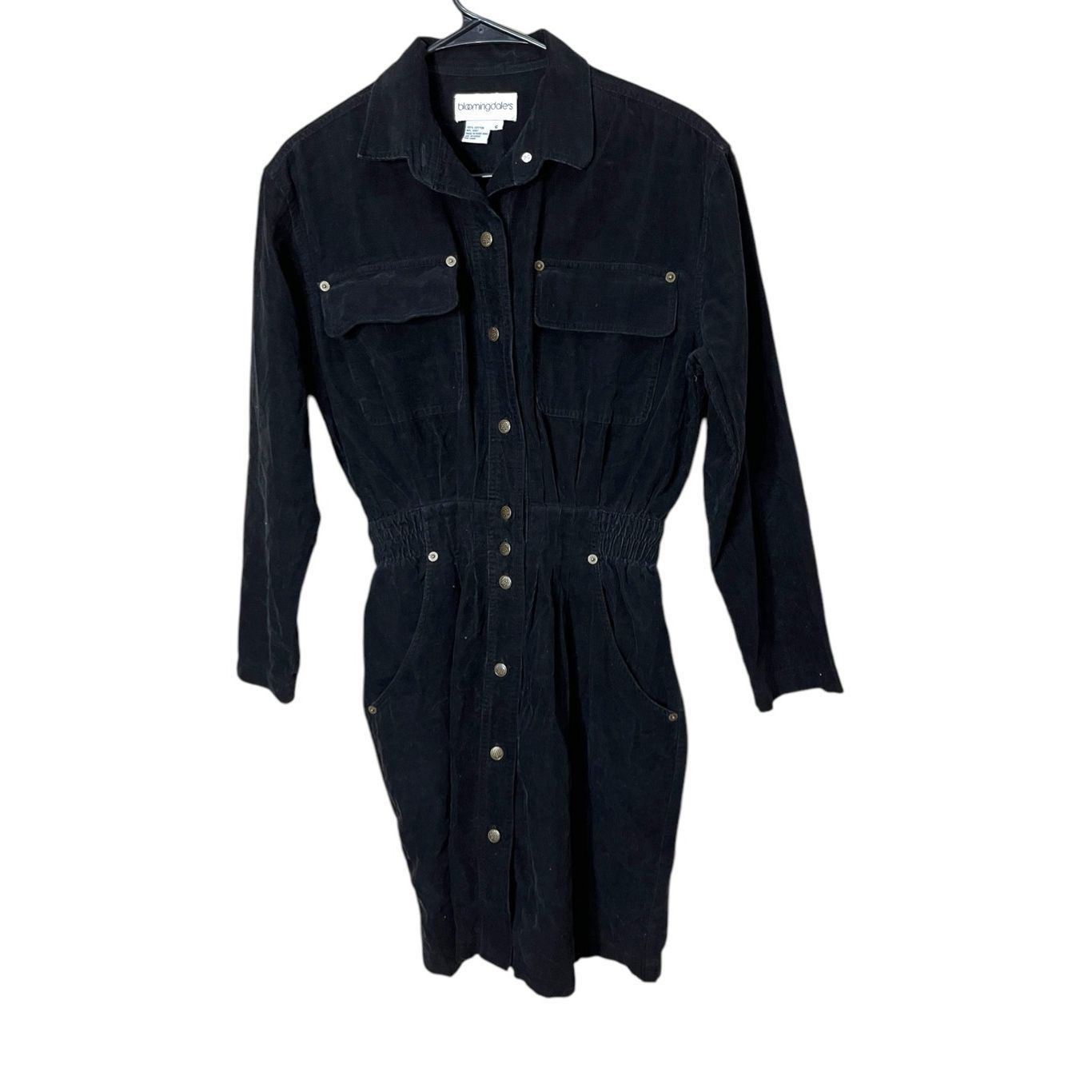 Bloomingdale's Vintage Bloomingdale’s Black Corduroy Long Sleeve Button Fro Size M / US 6-8 / IT 42-44 - 1 Thumbnail