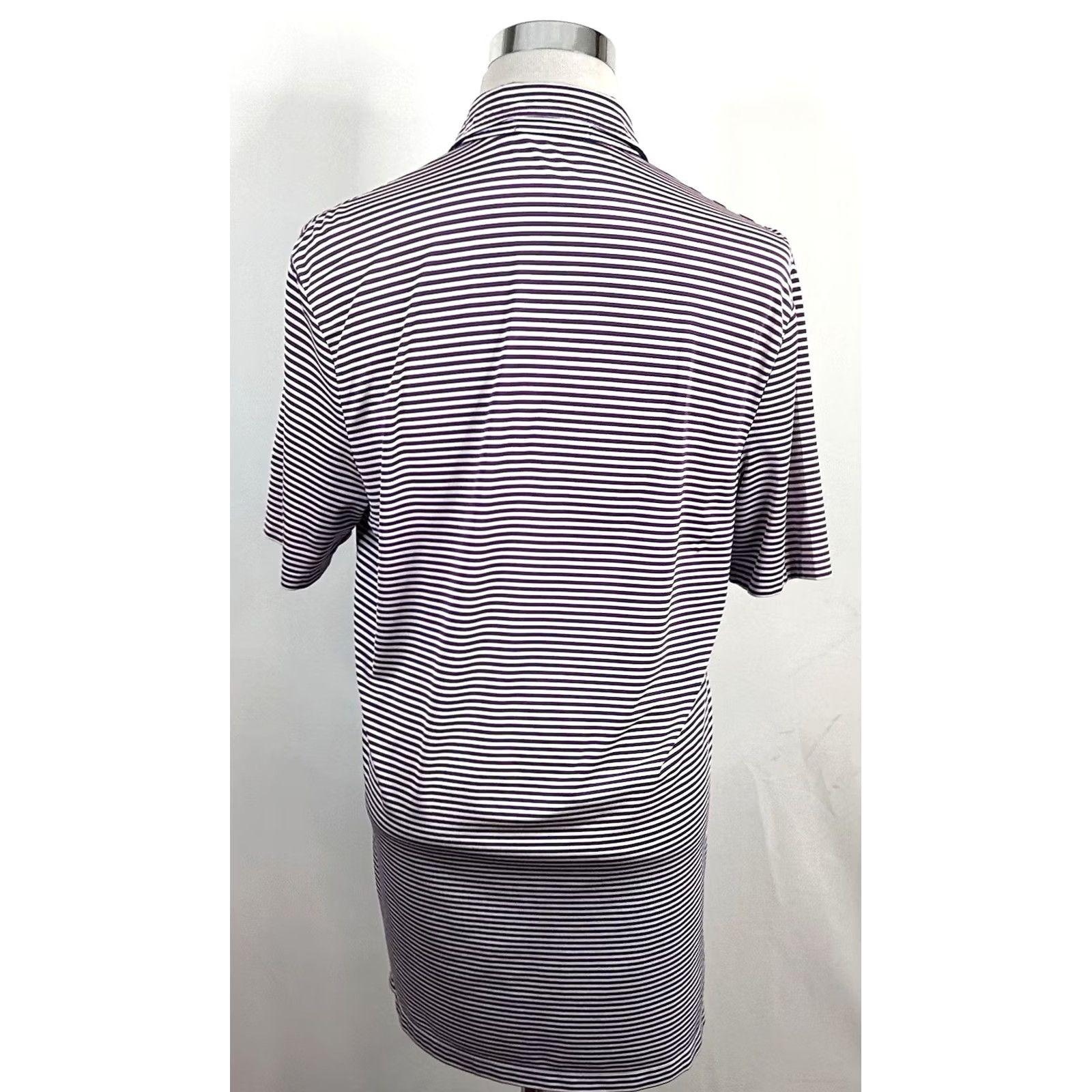 RLX Ralph Lauren RLX Ralph Lauren Medium Golf Polo Shirt Purple White Striped Polyester Blend Polo Shirt Mens M Size US M / EU 48-50 / 2 - 5 Thumbnail