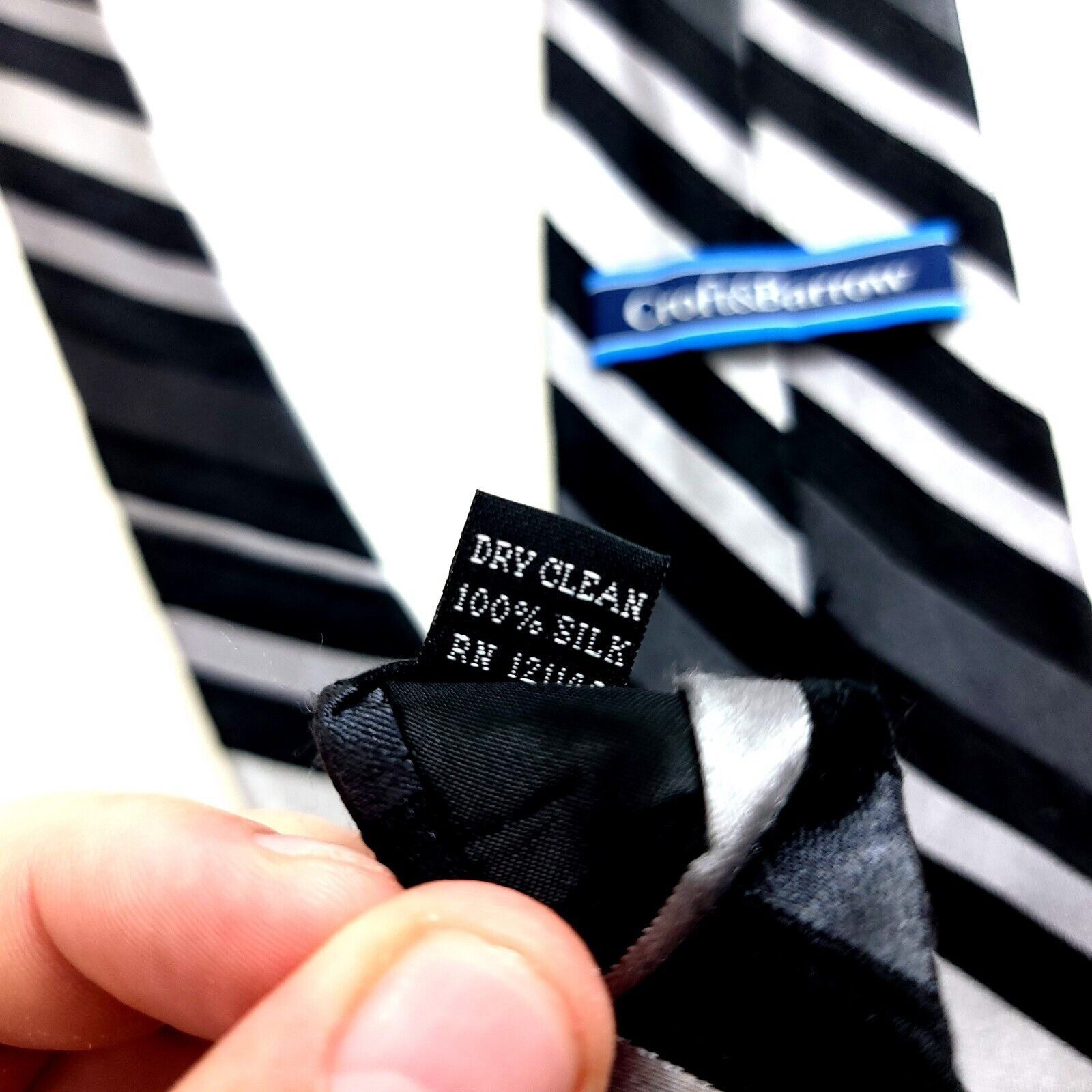 Croft & Barrow Croft & Barrow Gray Black Striped Woven Silk Tie Size ONE SIZE - 4 Thumbnail