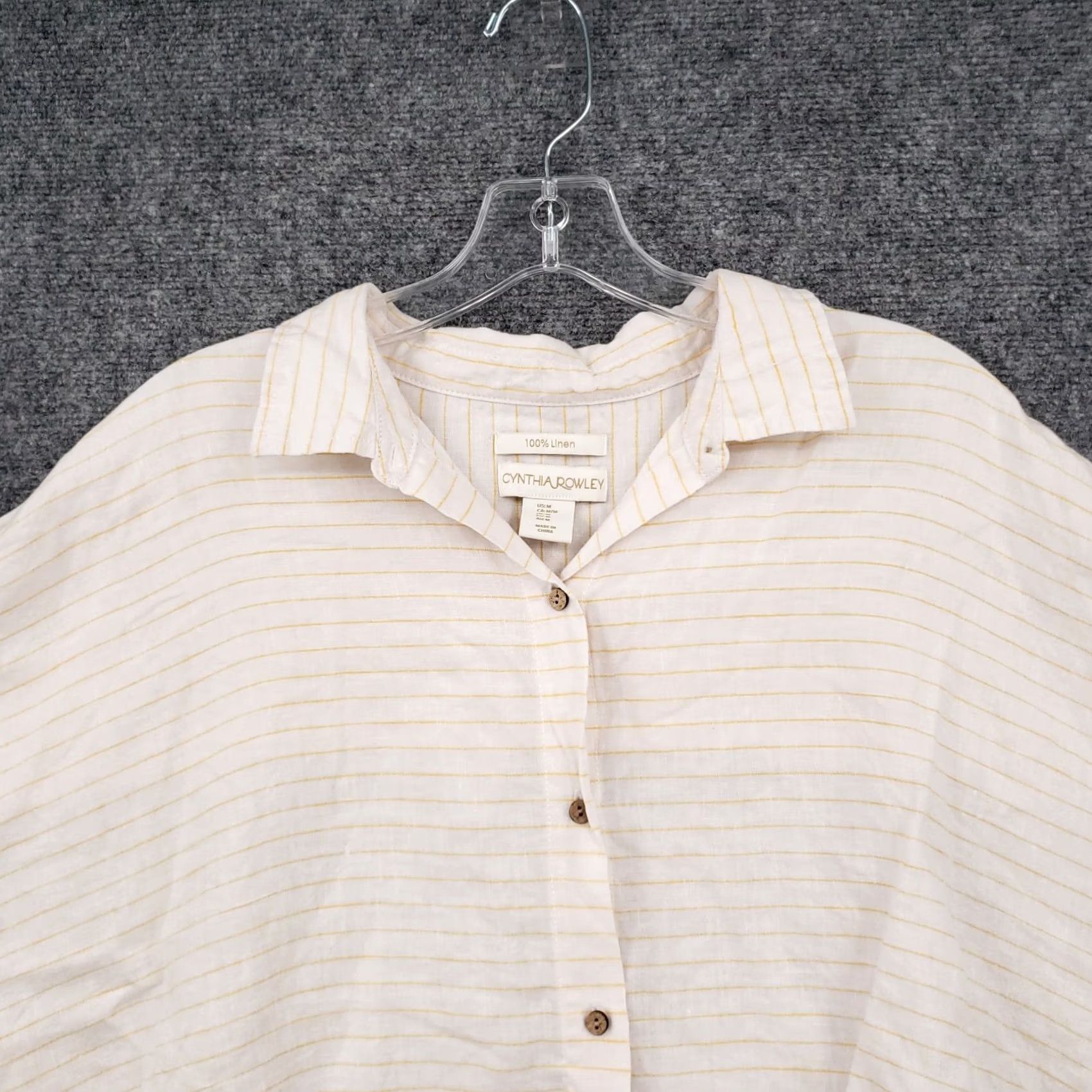 Cynthia Rowley Cynthia Rowley Shirt Womens Medium White Linen Striped Knot Crop Top Size M / US 6-8 / IT 42-44 - 3 Thumbnail
