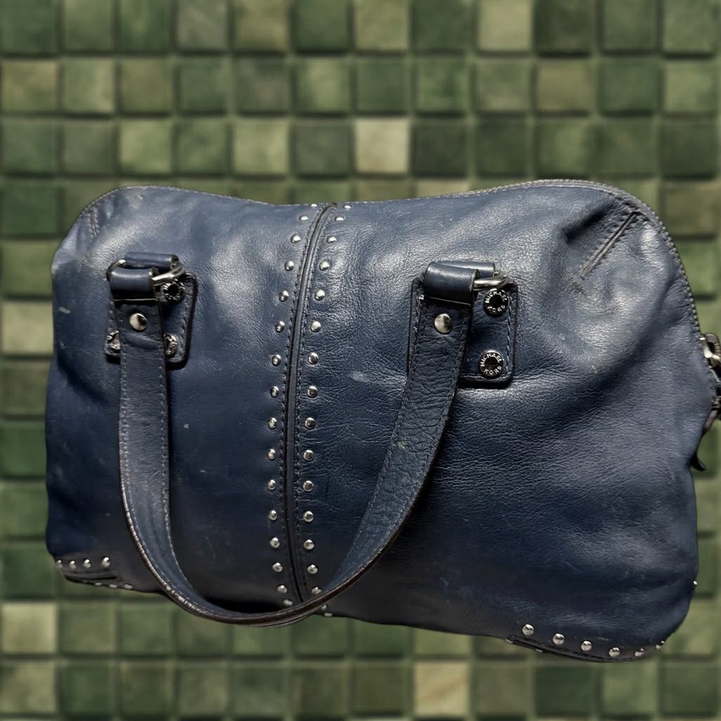 Michael Kors Michael Kors Y2K Navy Blue Rivet Studded Textured Leather Grunge Hand Bag Purse Size ONE SIZE - 1 Thumbnail