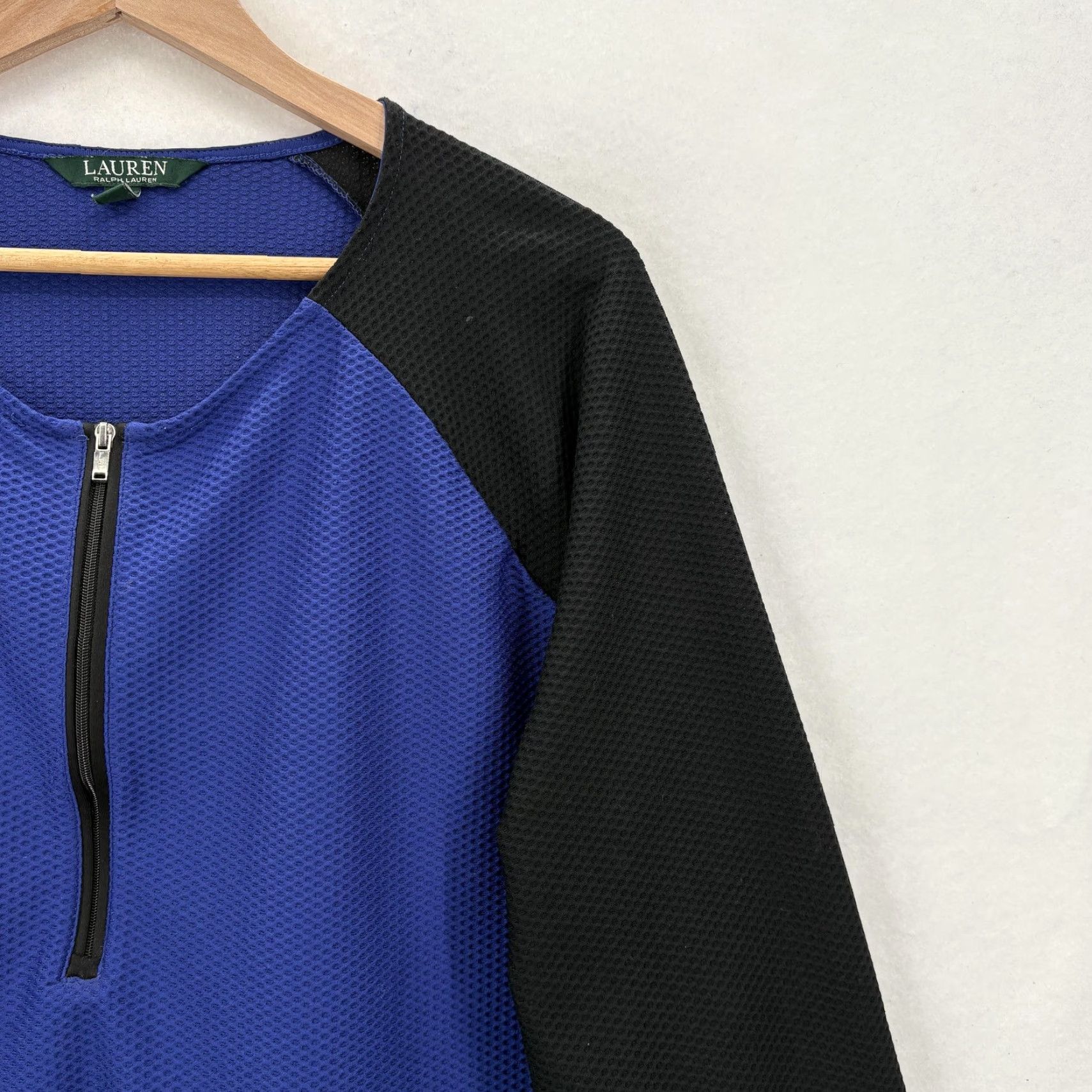 Ralph Lauren Lauren Ralph Lauren Pullover Womens 2X Blue Black Half Zip Textured Knit Top Size XXL / US 16-18 / IT 52-54 - 2 Thumbnail