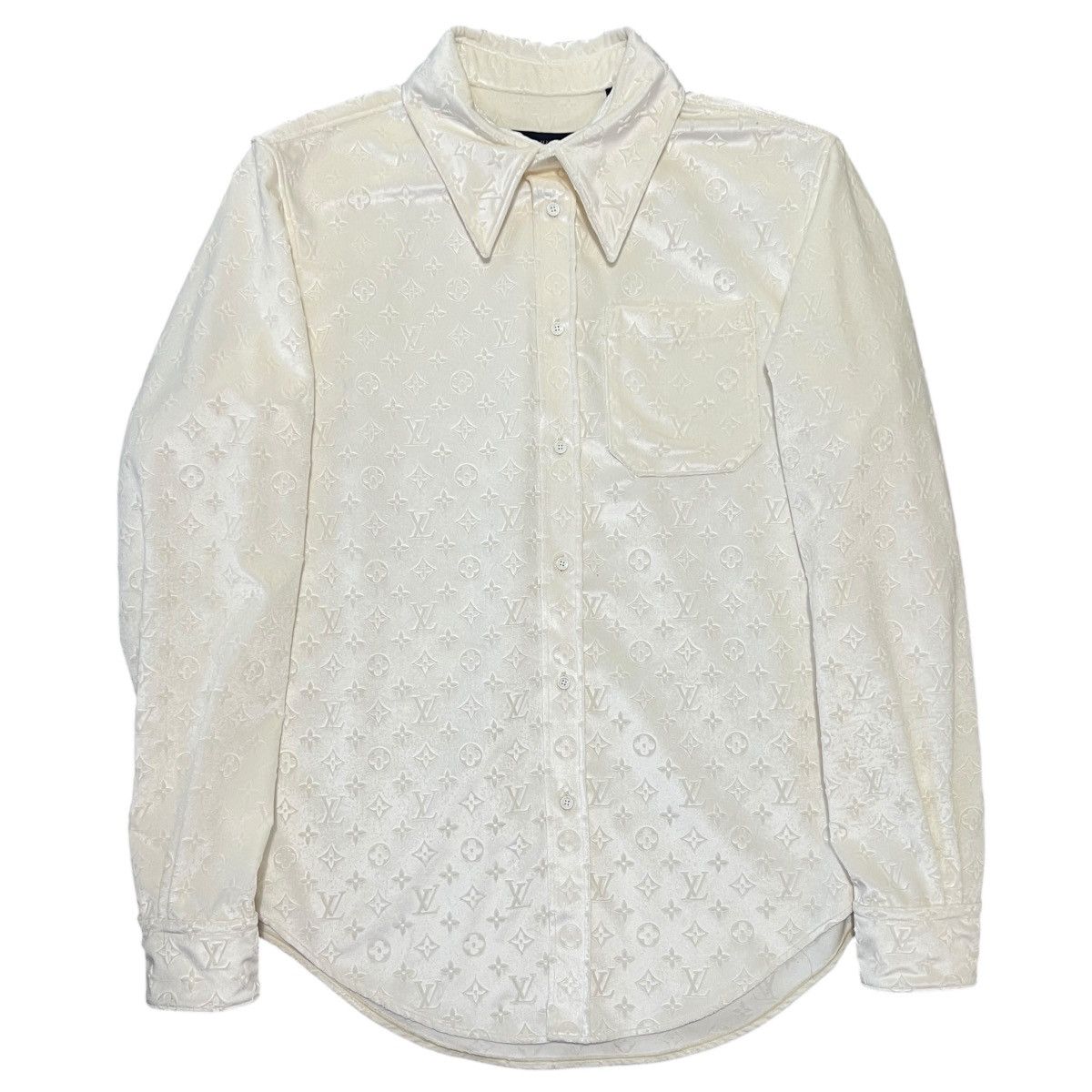 Louis Vuitton LOUIS VUITTON 2022AW White Velours Monogram Classic Shirt Size US XL / EU 56 / 4 - 1 Thumbnail