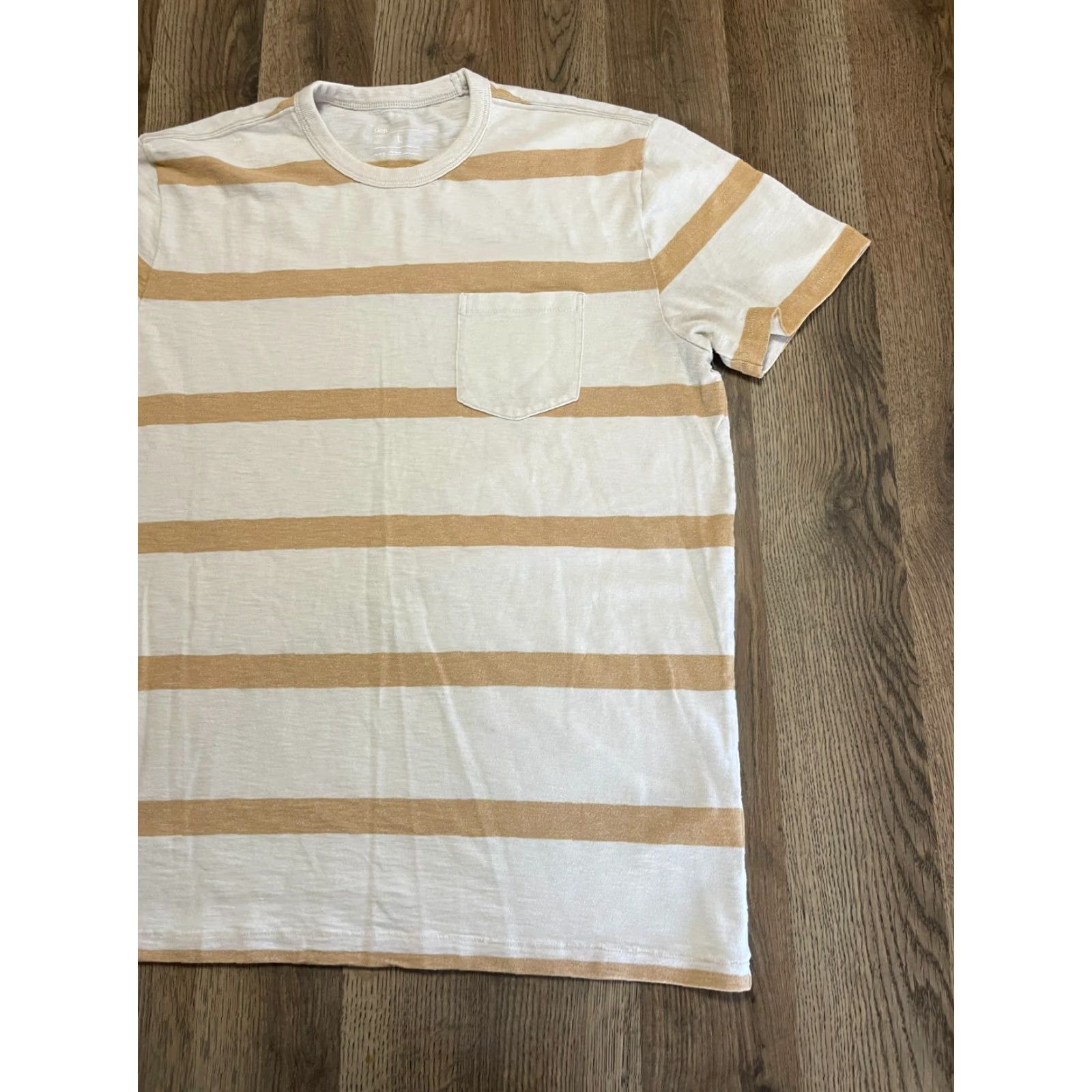Gap Gap Shirt, Men’s Size L, Orange White Striped Pocket Tee, T-Shirt, Regular, Short Sleeve, White, Gap Size US L / EU 52-54 / 3 - 4 Thumbnail