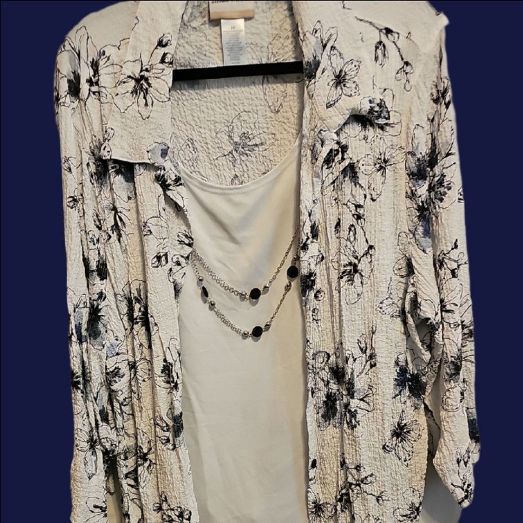 Other Alfred Dunner Black and White Textured Top Size 3XL / US 20-22 - 5 Thumbnail