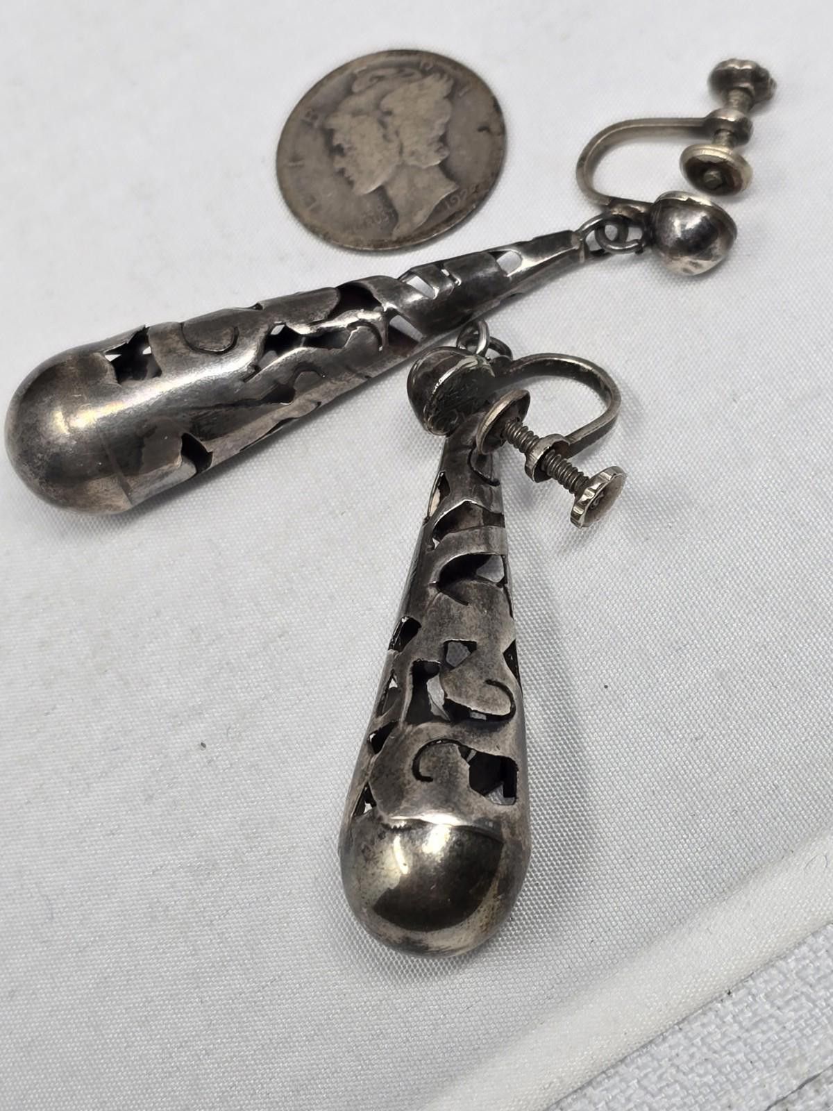 Other Vintage Taxco Mexico Silver Pierced Teardrop Earrings Size ONE SIZE - 6 Thumbnail