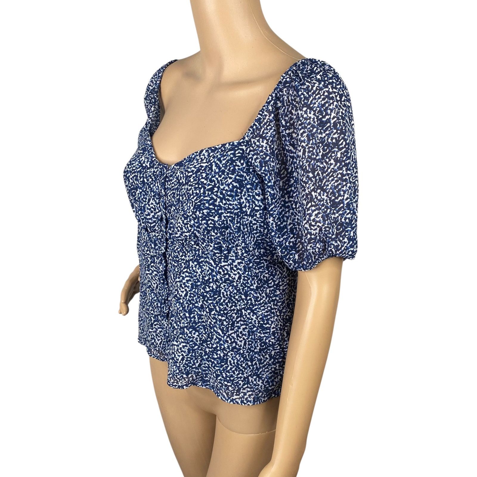 Madewell Madewell Sweetheart Bengali Block Print Puff Sleeve Top SZ 2 Size XS / US 0-2 / IT 36-38 - 8 Thumbnail