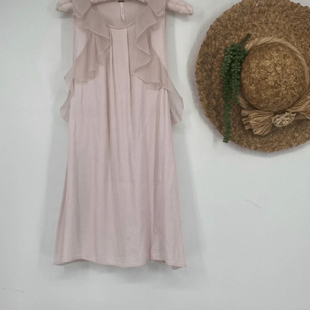 NWT Free People Pink Frost Ruffle Mini Dress