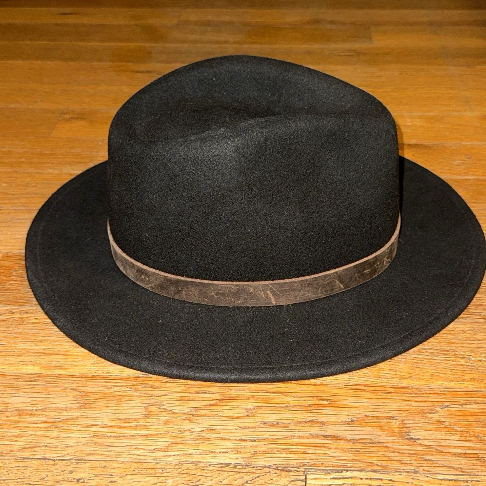 Brixton Brixton Fedora Hat Medium M Men Wool Felt Black Wide Brim 7 1/4 58cm Size ONE SIZE - 5 Thumbnail