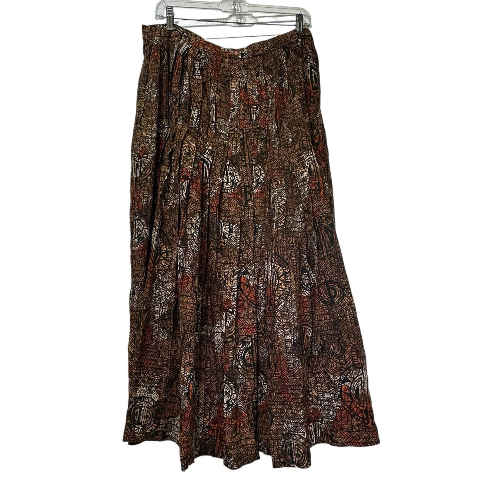 Ellen Tracy Linda Allard for Ellen Tracy Silk Abstract Tribal Skirt 10 Size 32" / US 10 / IT 46 - 4 Thumbnail