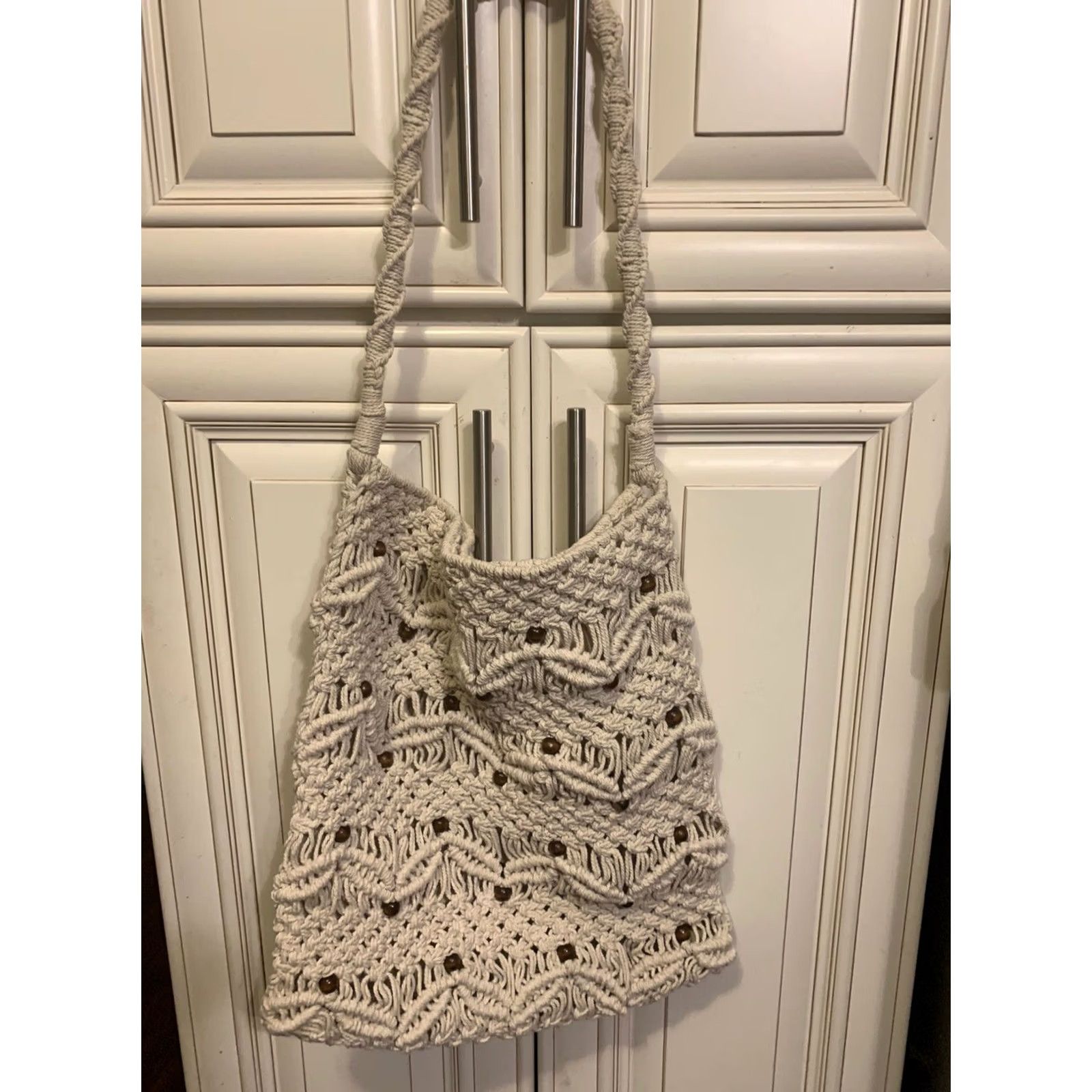 Vintage Beaded Crocheted Handbag Large Women Size ONE SIZE - 3 Thumbnail