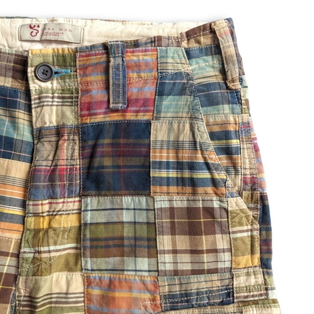 Zara Zara patchwork madras cargo shorts Size US 31 - 2 Thumbnail