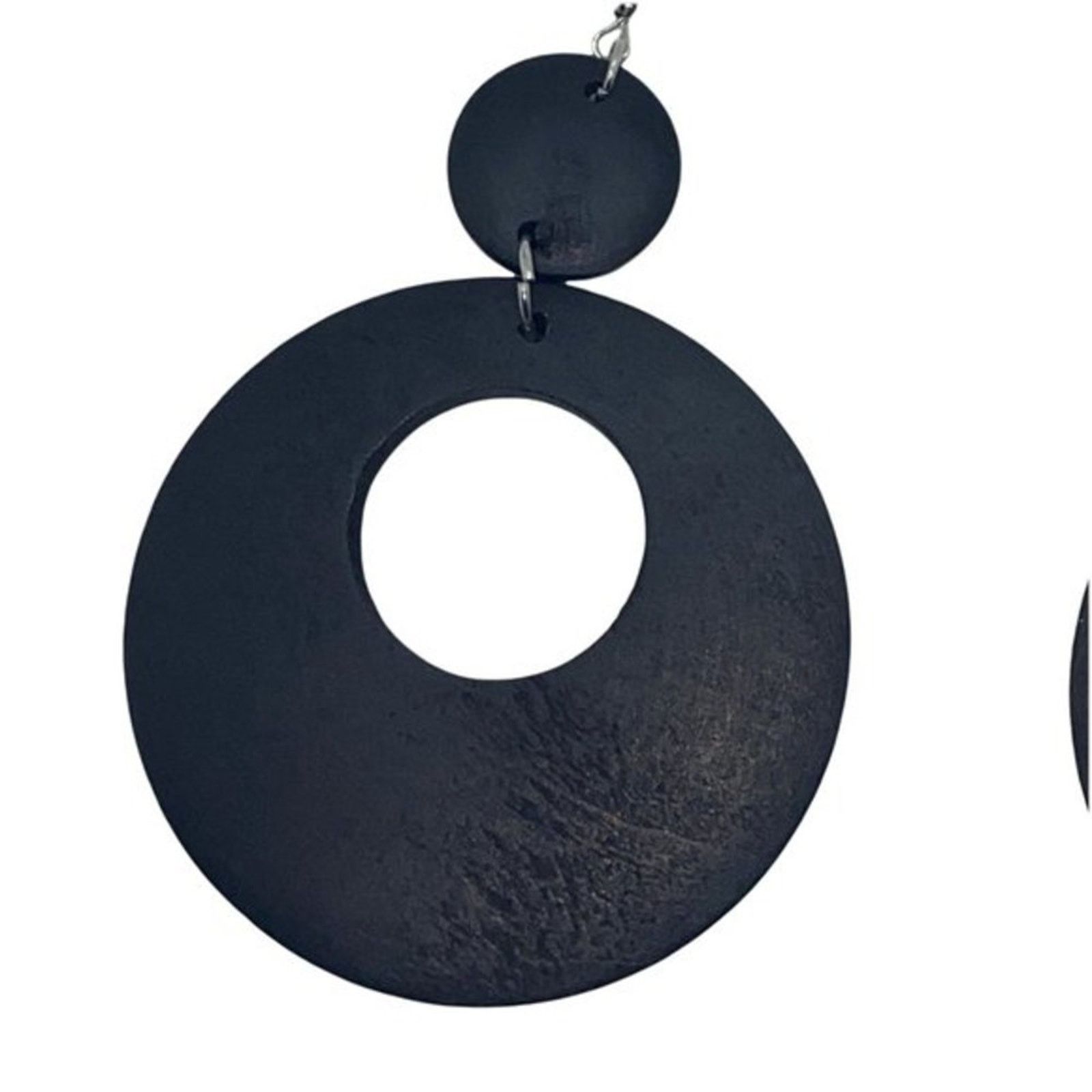 Other NWT Black Wood Circle Cut-Out Dangle Statement Earrings Size ONE SIZE - 5 Thumbnail