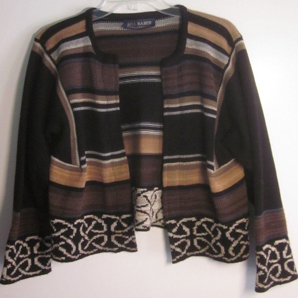 Handmade Bill Baber Handknit in Edinburgh Scotland Brown Crop Cardigan Sweater Size M Size M / US 6-8 / IT 42-44 - 1 Thumbnail