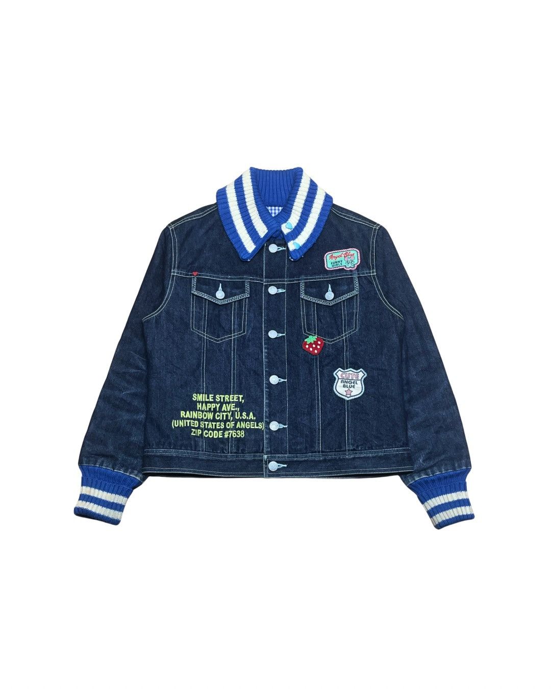 Angel Blue Angel Blue Knit Collar Denim Jacket Size M / US 6-8 / IT 42-44 - 2 Thumbnail