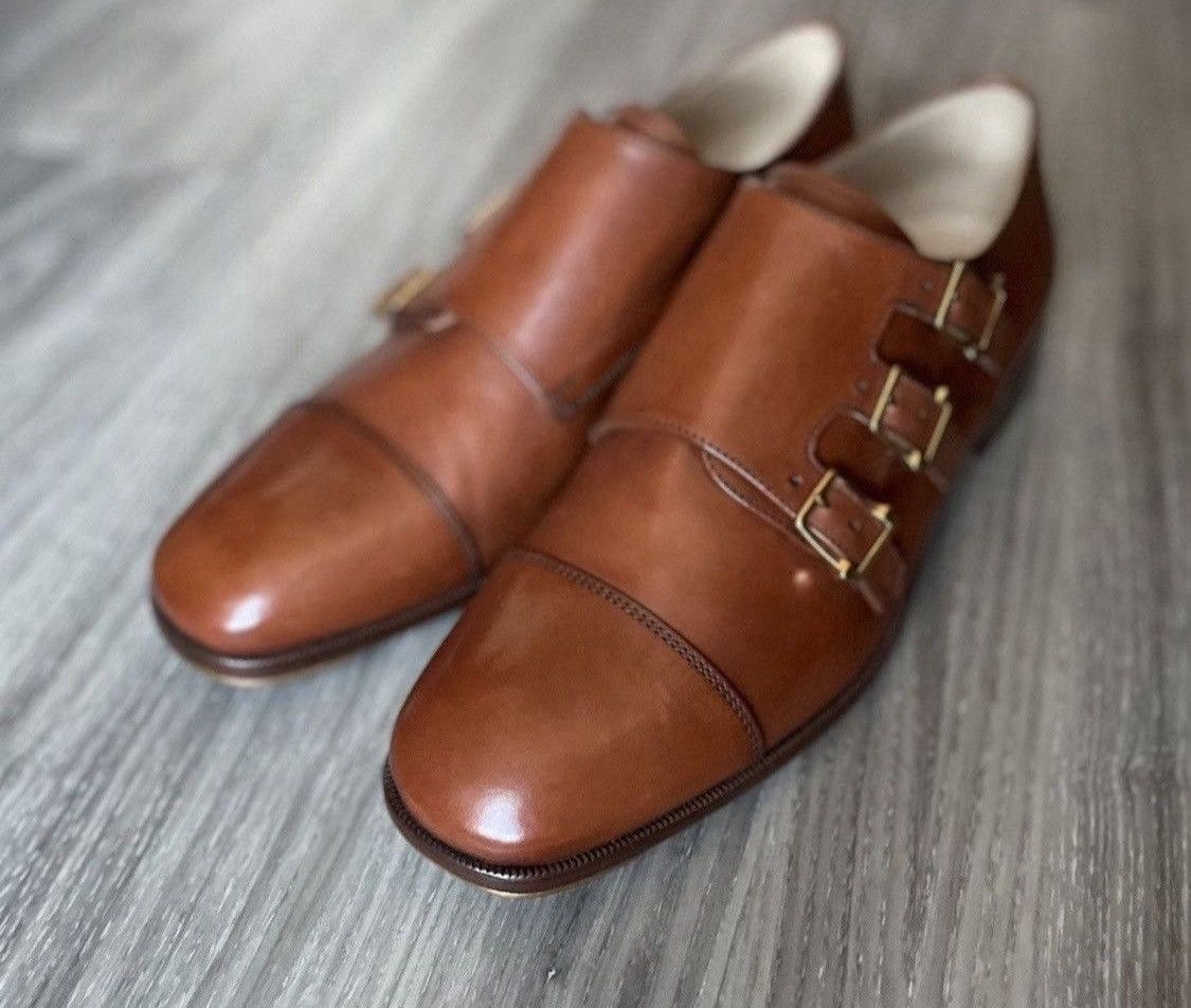 Alexander McQueen Italian Tan Triple Monkstraps Size US 10 / EU 43 - 3 Thumbnail