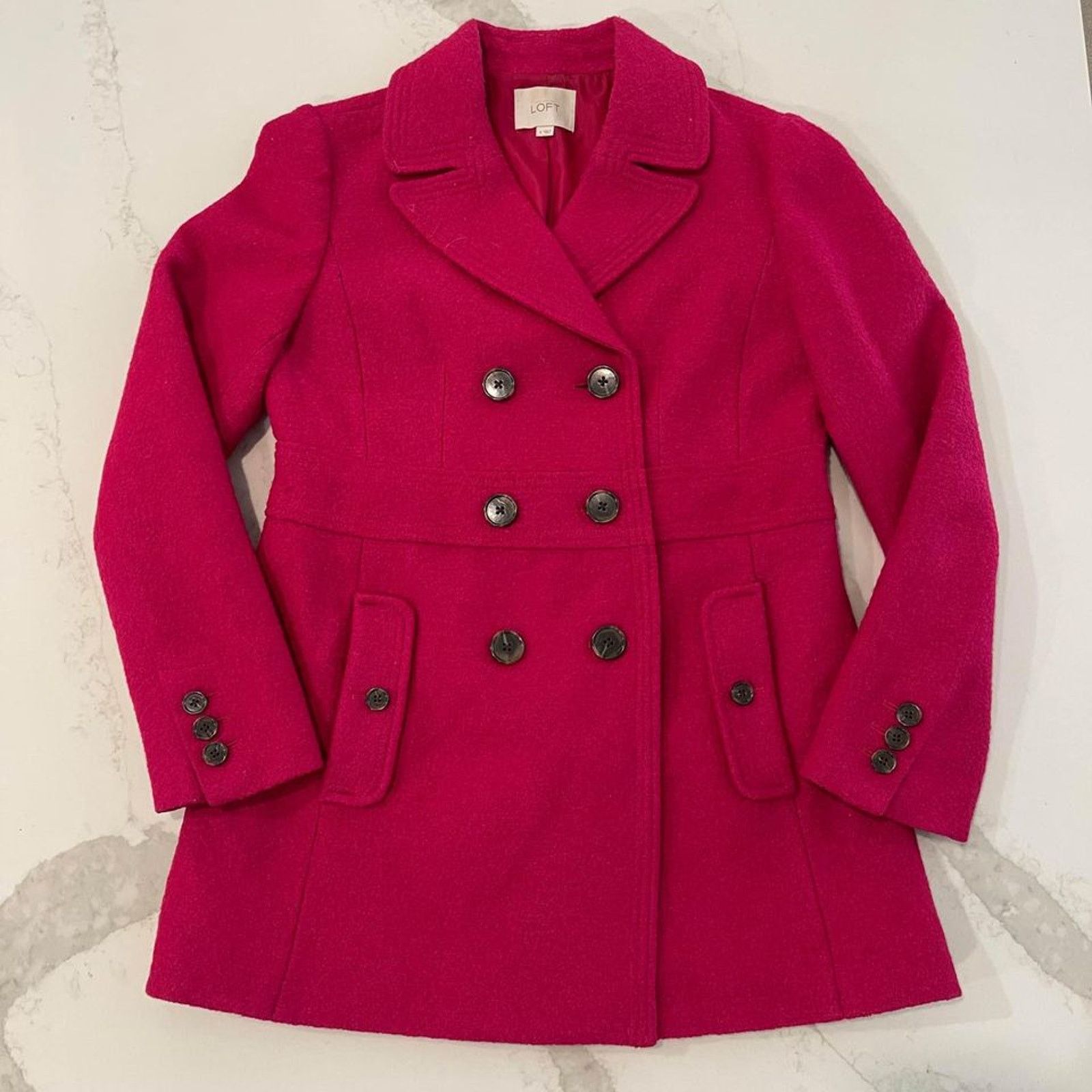 Loft Ann Taylor Loft Magenta Pink Peacoat Wool Blend Women's 6 Size M / US 6-8 / IT 42-44 - 1 Thumbnail