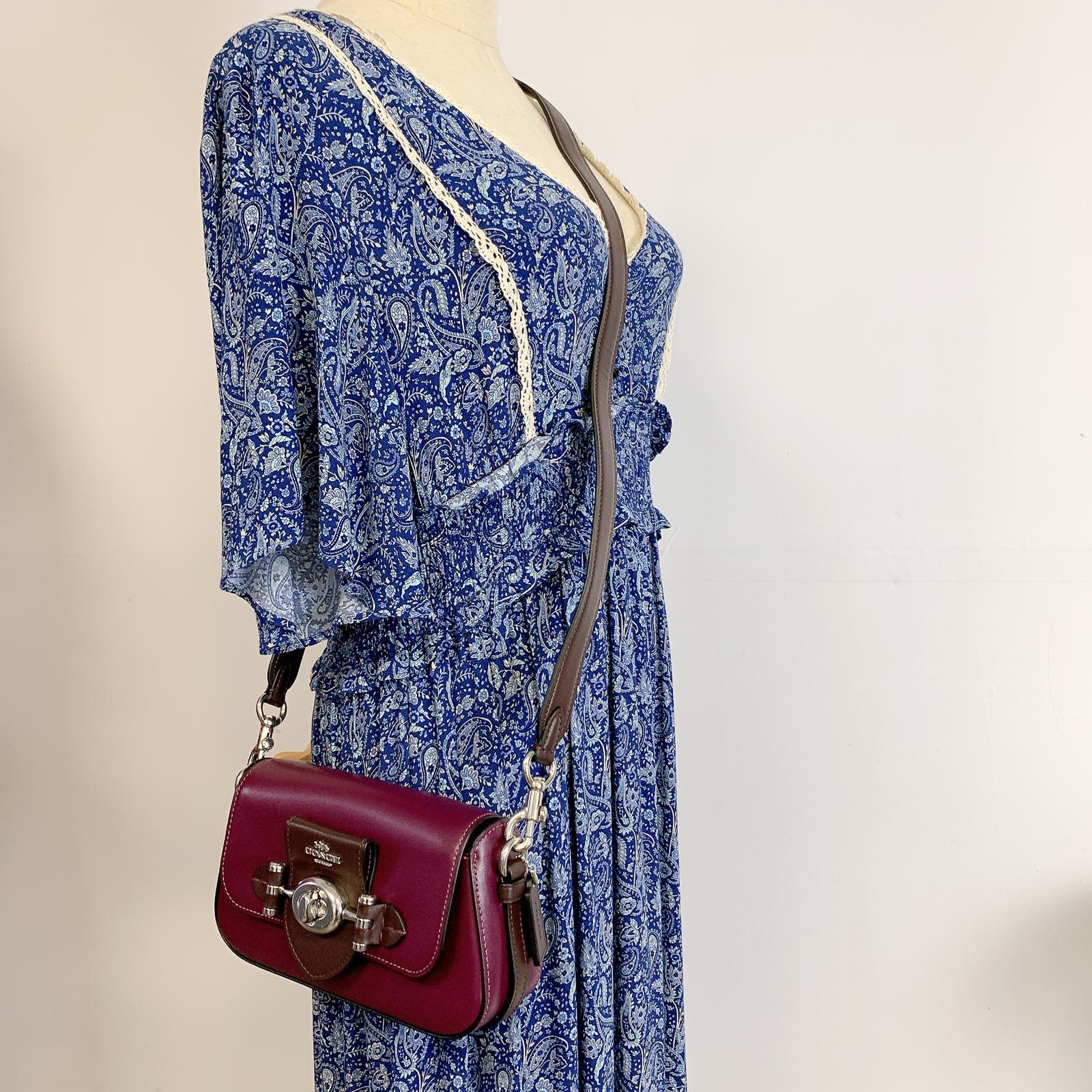 image of Coach Cm059 Brie Shoulder Bag In Deep Berry Multi in Purple, Women's