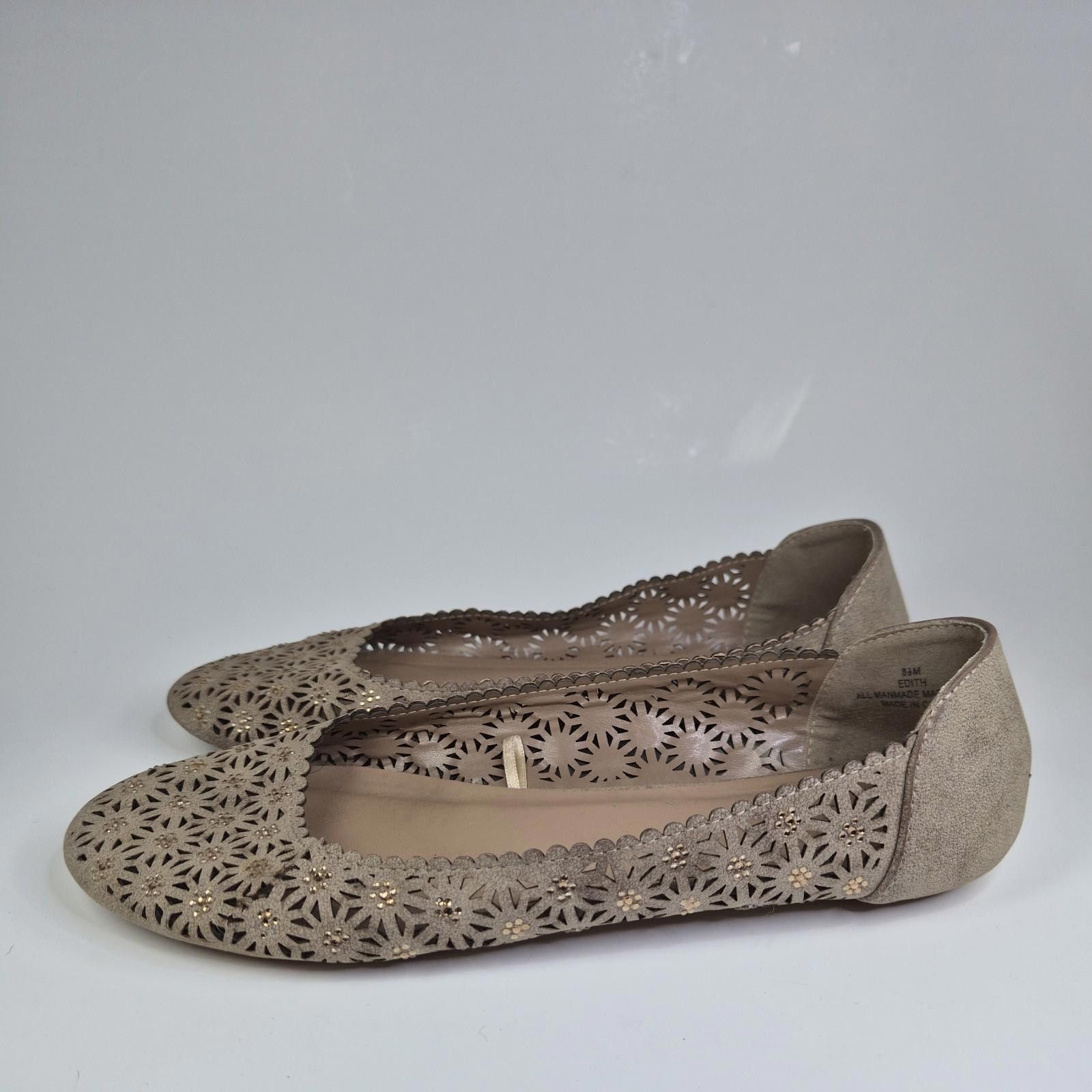 Nicole Club NICOLE Suede Rhinestone Ballet Flats Jane Womens Shoes Sz8.5 Size US 8.5 / IT 38.5 - 1 Thumbnail