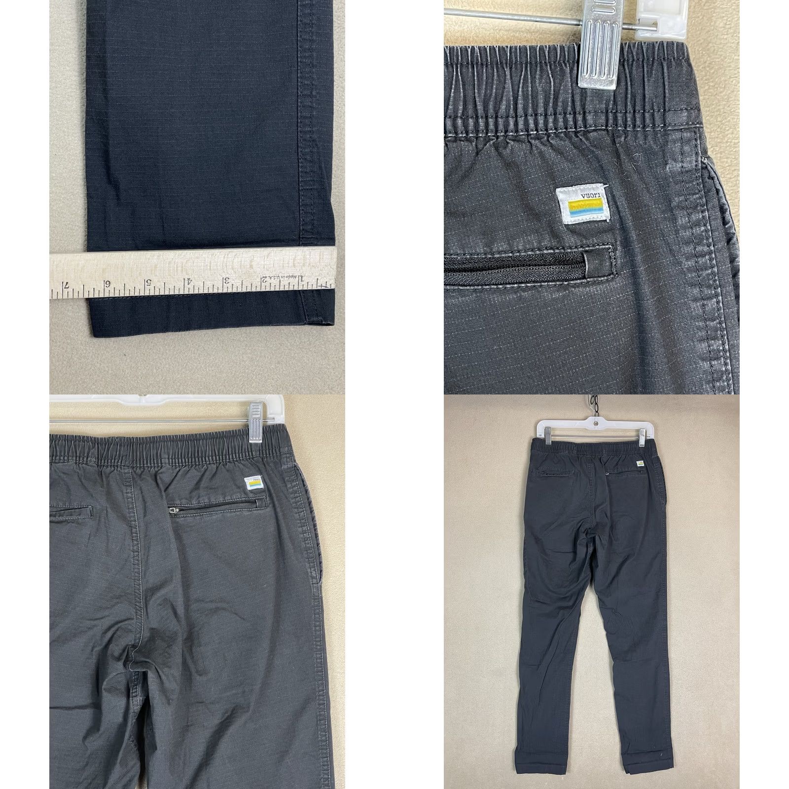 Vuori Vuori Pants Mens M Charcoal Gray Ripstop Pant Tapered Slim Fit Elastic Waist Size US 31 - 8 Thumbnail
