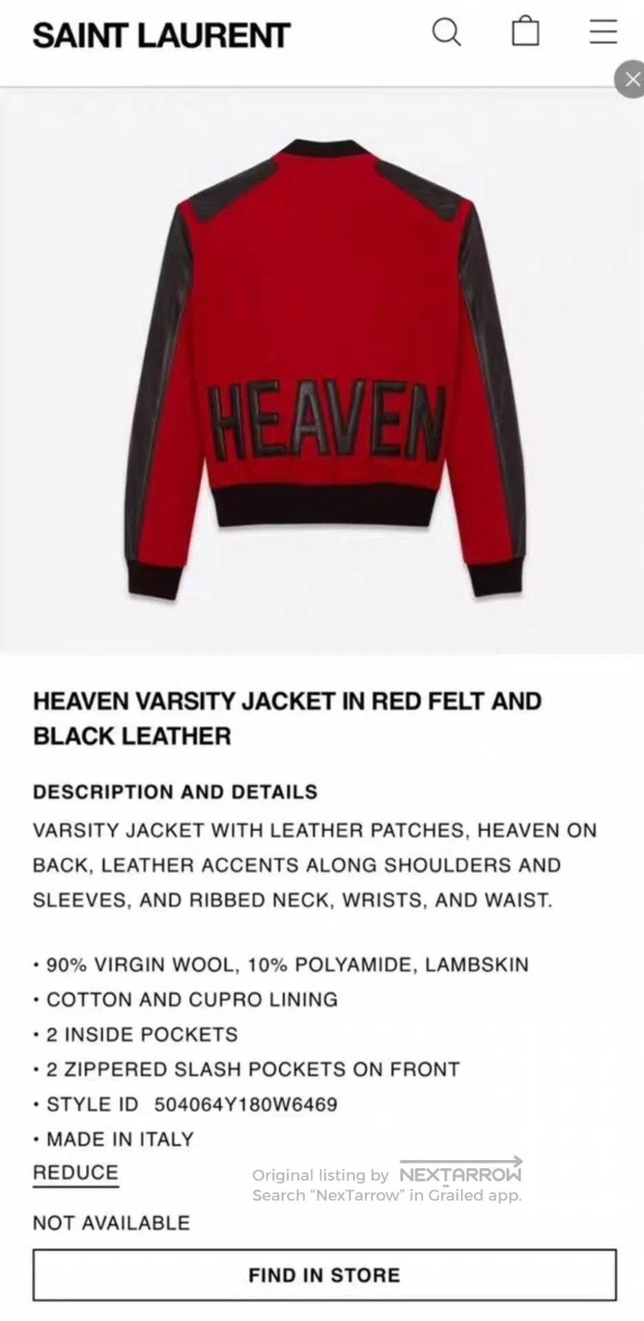Saint Laurent Paris Saint Laurent Red and Black Baseball Jacket. Size US L / EU 52-54 / 3 - 9 Thumbnail