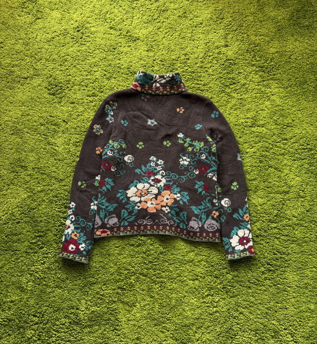 Designer Ivko avant Garde floral pattern ethnic zip sweater Size M / US 6-8 / IT 42-44 - 2 Thumbnail