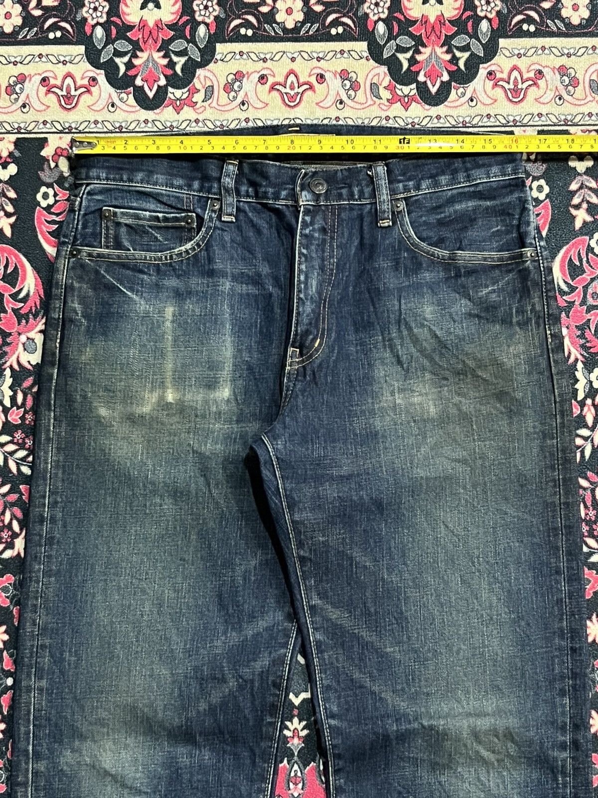 Undercover × Uniqlo Vintage Uniqlo S002 Dark Blue Washed Whisker Straight Jeans Size US 32 / EU 48 - 12 Thumbnail