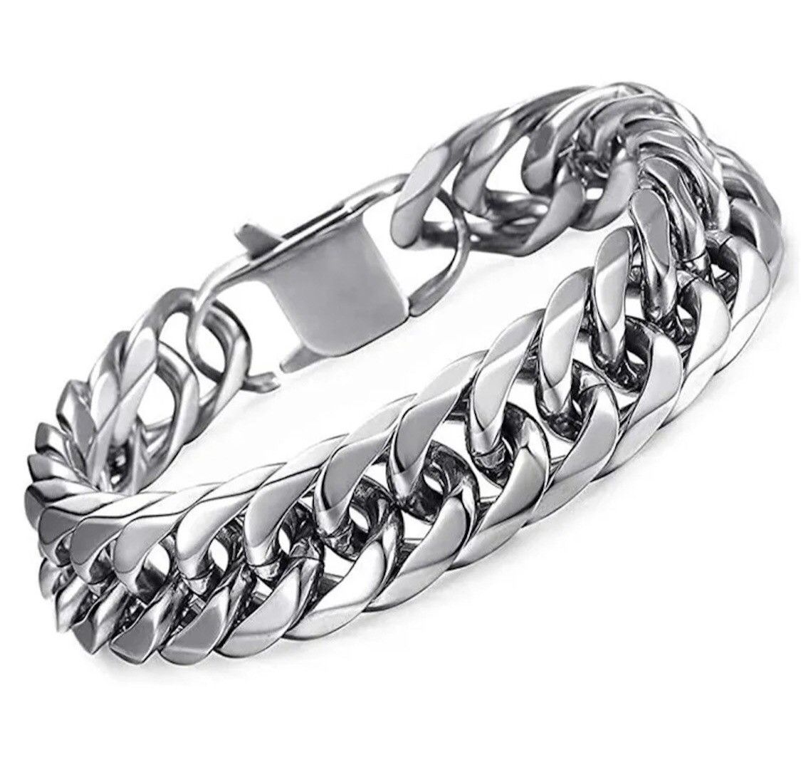 Jewelry 10mm Stainless Steel Chain Bracelet Size ONE SIZE - 1 Thumbnail