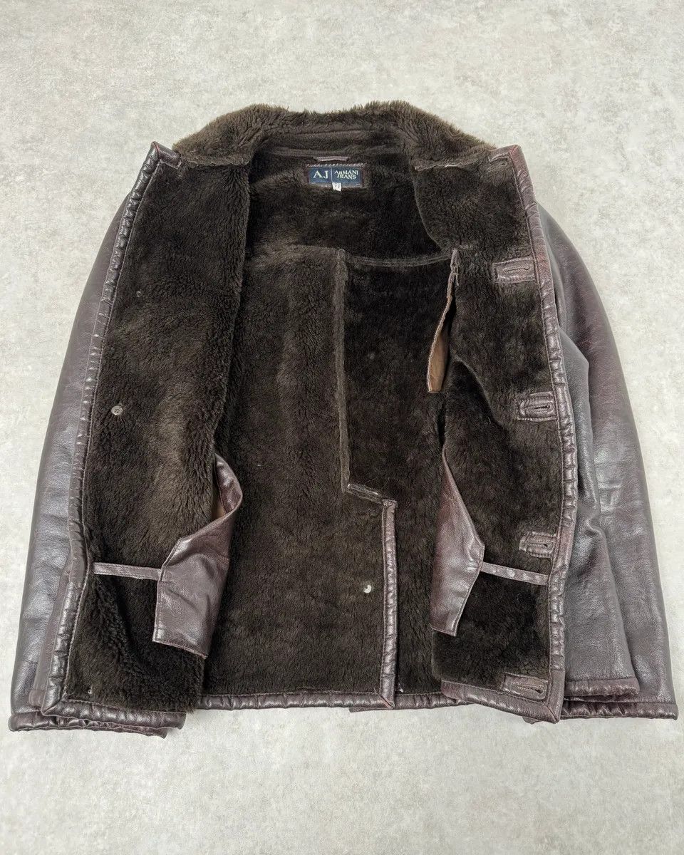 Armani 2000s Armani Buttoned Faux Leather Collar Brown Jacket Size US L / EU 52-54 / 3 - 9 Thumbnail