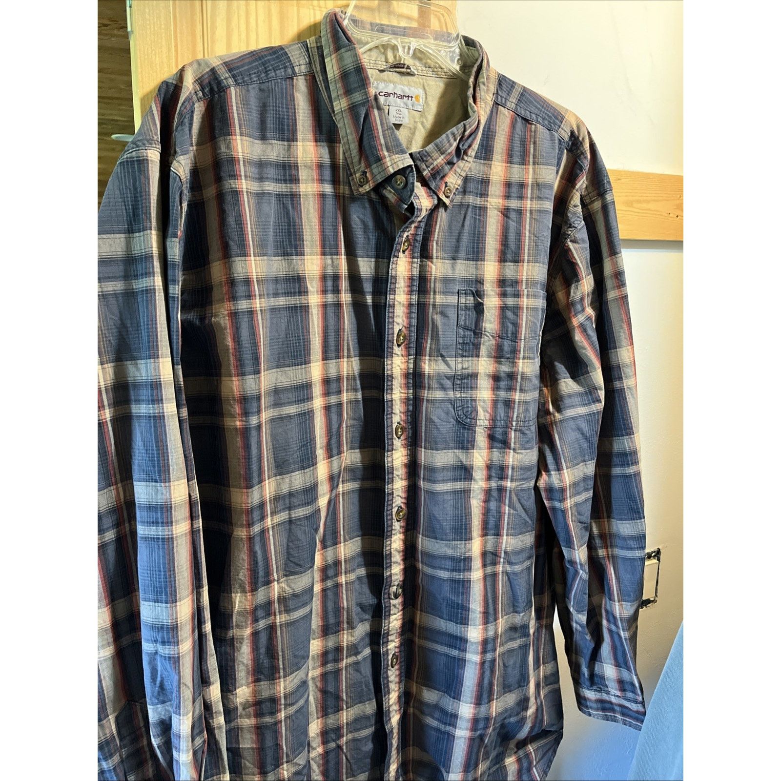 Carhartt Carhartt Shirt Men XXLT Blue Brown Plaid Outdoor Relaxed Fit Size US XXL / EU 58 / 5 - 2 Thumbnail