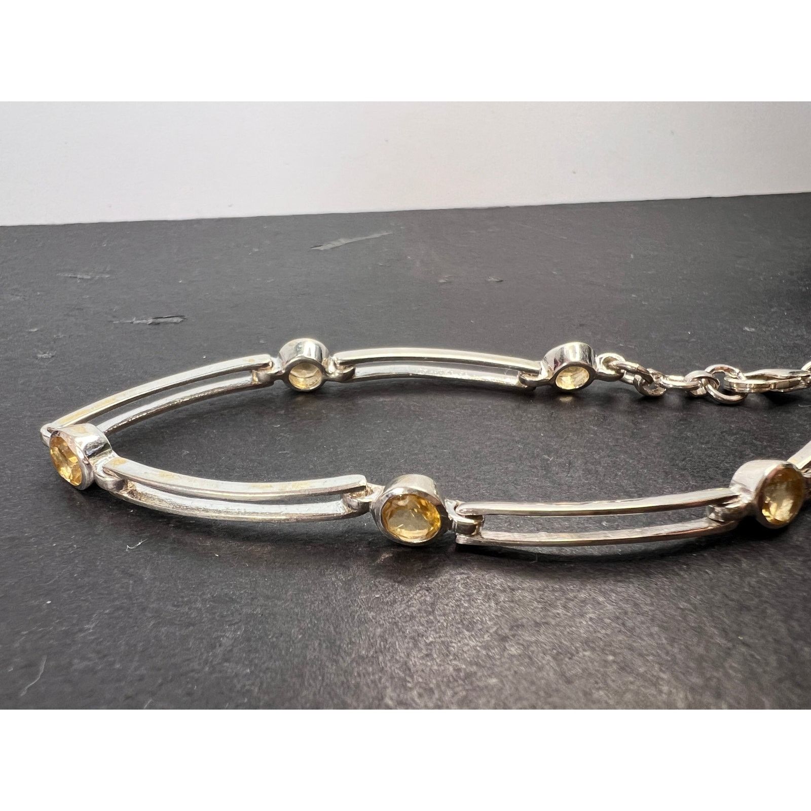 Other NEW with tag sterling silver yellow citrine bar bracelet Size ONE SIZE - 3 Thumbnail