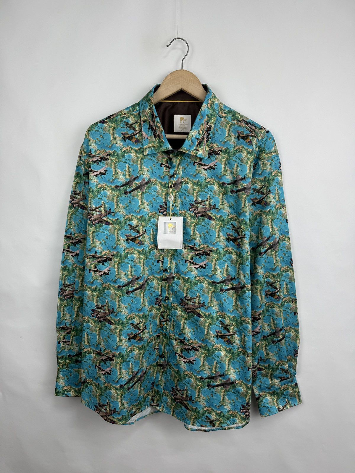 Other ❗️NEW 🇮🇹 Claudio Lugli Lancaster Sky Airplane Luxury Shirt Size US XXL / EU 58 / 5 - 3 Thumbnail