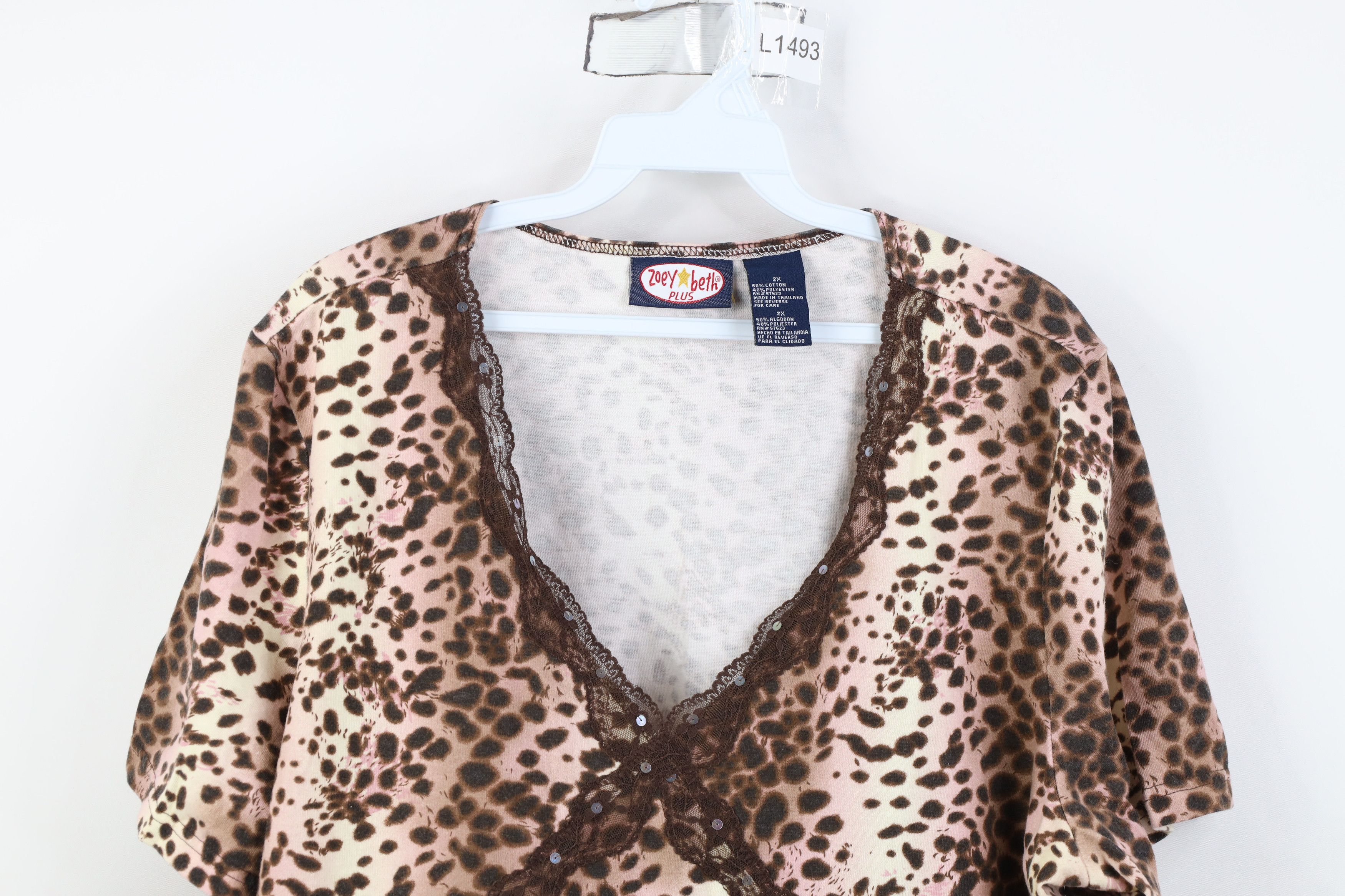 Vintage Vintage Y2K Babydoll Bella Fairy Sequin Lace Spotted T-Shirt Size XXL / US 16-18 / IT 52-54 - 2 Thumbnail