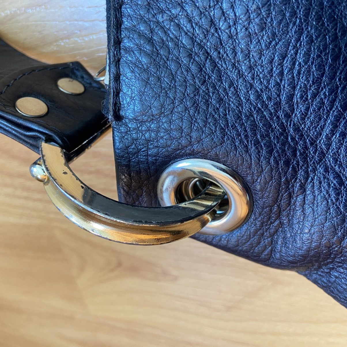 Vintage Vintage Christopher Kon Navy Leather Shoulder Bag Size ONE SIZE - 10 Thumbnail