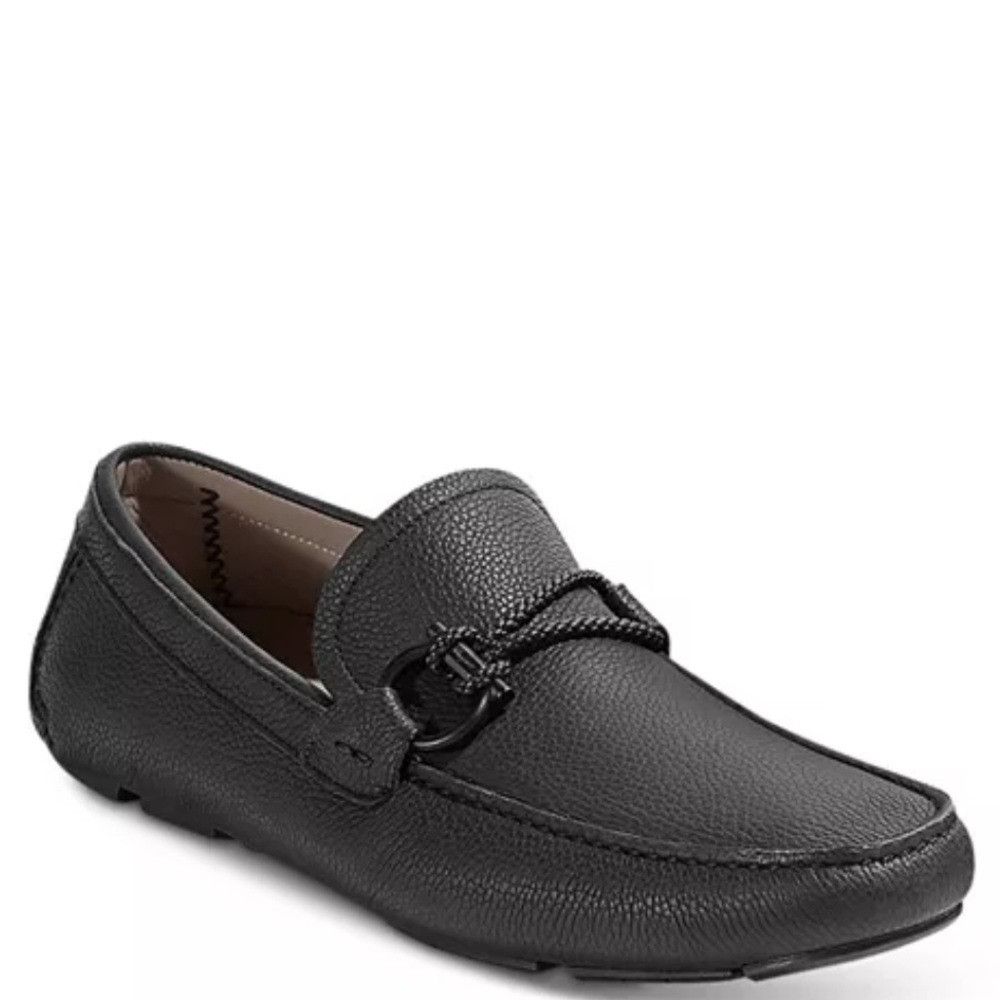 Salvatore Ferragamo Ferragamo Front 4 Leather Driver Loafers Black Men’s Size 6E Size US 6 / EU 39 - 1 Thumbnail