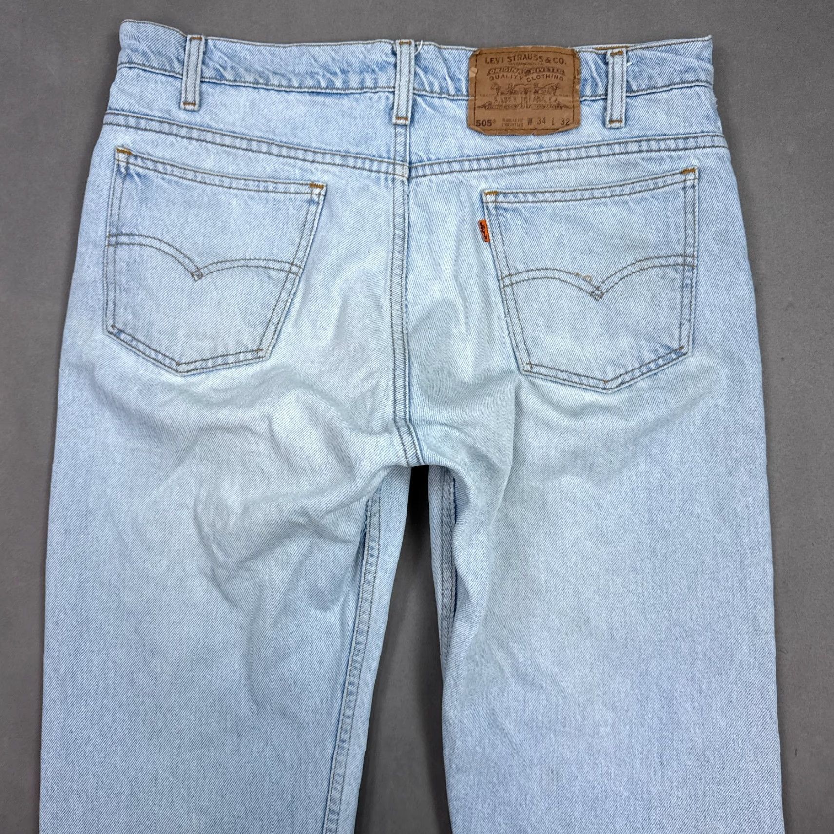 Levi's VINTAGE Levi's 505 Jeans Mens 34x30 Blue 90s Orange Tab Faded Straight 34x32 5-Pocket Denim Cotton Regular Blue Mens Jeans 90s Theme Size US 34 / EU 50 - 7 Thumbnail