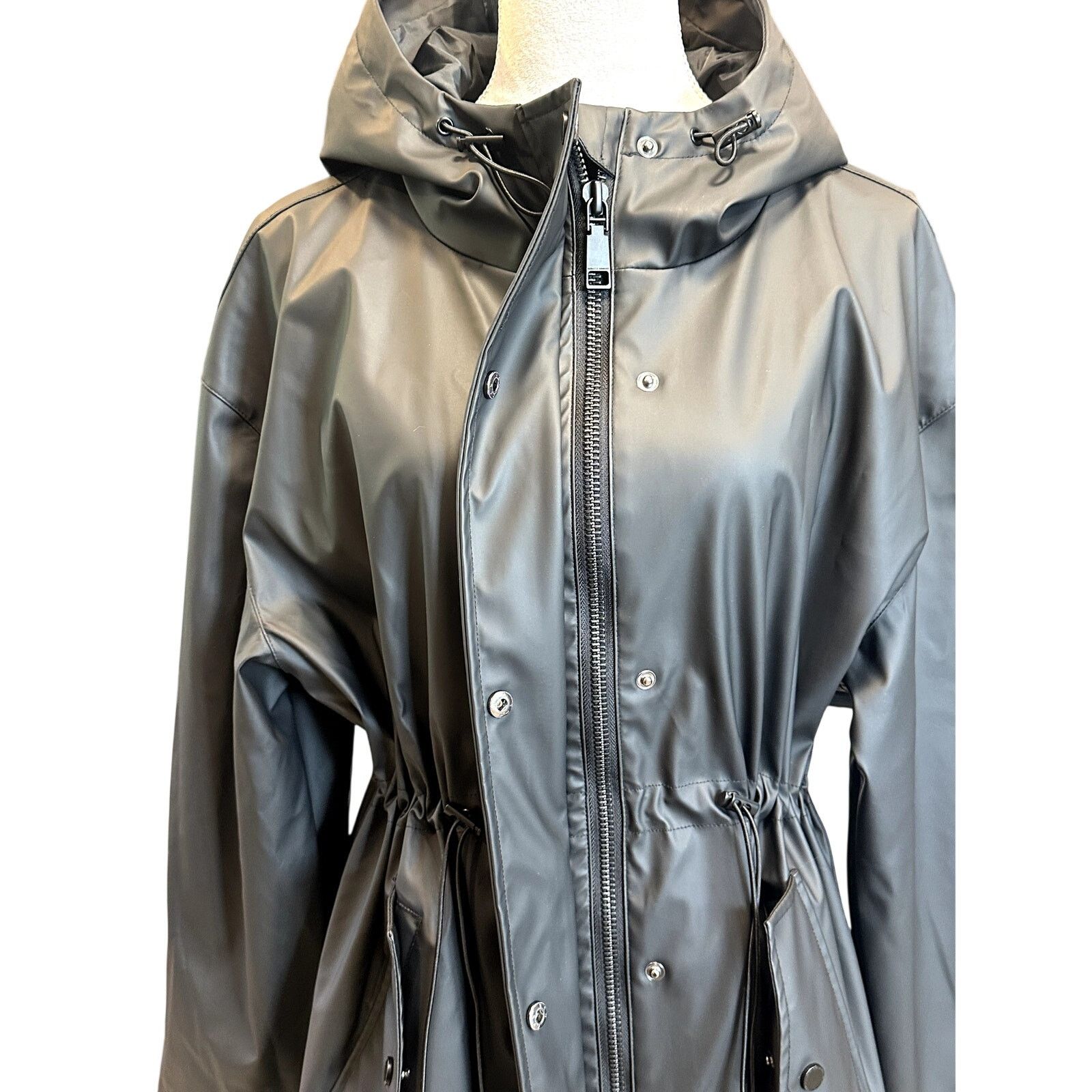 Rebecca Minkoff Rebecca Minkoff Black Light Hooded Trench Coat Black L NWT Size L / US 10 / IT 46 - 6 Thumbnail