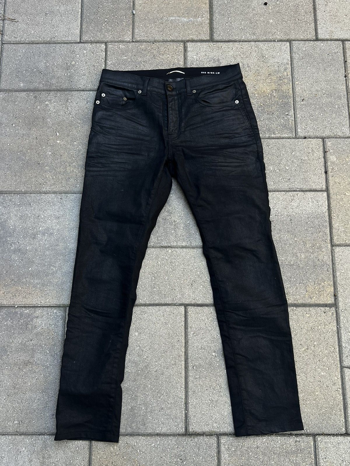 Image of Saint Laurent Paris 2017 Nightrider Black Waxed Denim, Men's (Size 30)