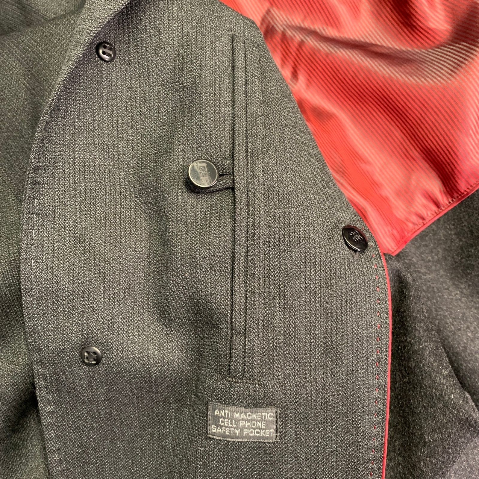 Sanyo Charcoal Wool Blend Rain Repellent Hidden Buttons Coat Size US XL / EU 56 / 4 - 8 Thumbnail
