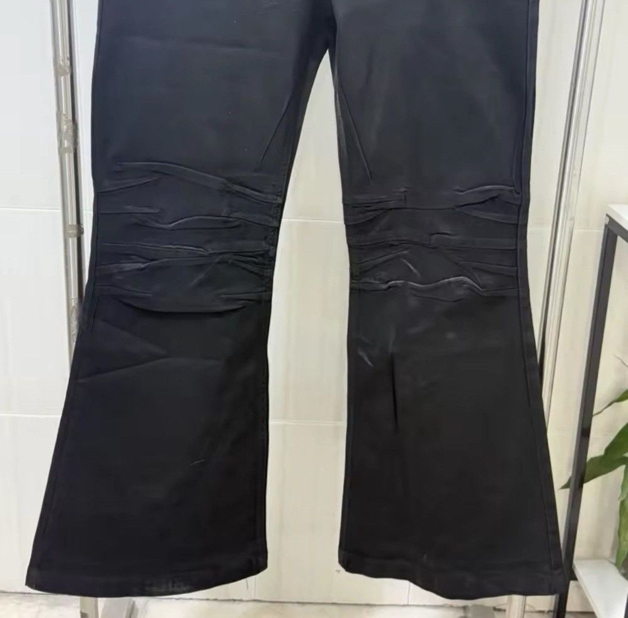 Japanese Brand × Jean Vinyl Coated Crease Denim Flared Jeans Size US 33 - 6 Thumbnail