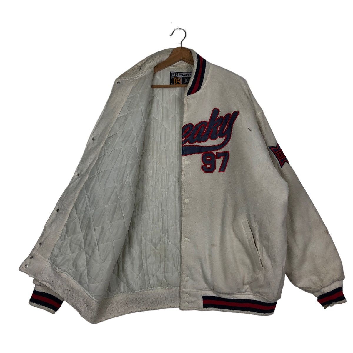 Japanese Brand 🔥90’s Vintage Varsity Jacket Freaky Spell Out Big Logo Size US XL / EU 56 / 4 - 9 Thumbnail