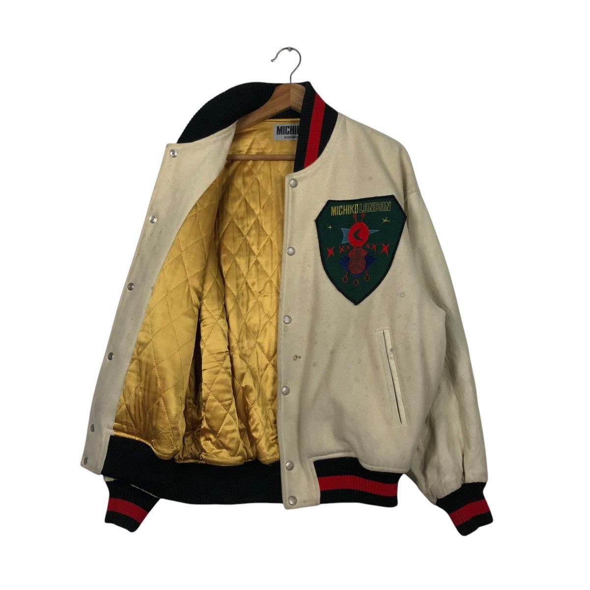 Japanese Brand 🔥VINTAGE BOMBER JACKET MICHIKO KOSHINO BIG LOGO BACKHIT Size US M / EU 48-50 / 2 - 13 Thumbnail
